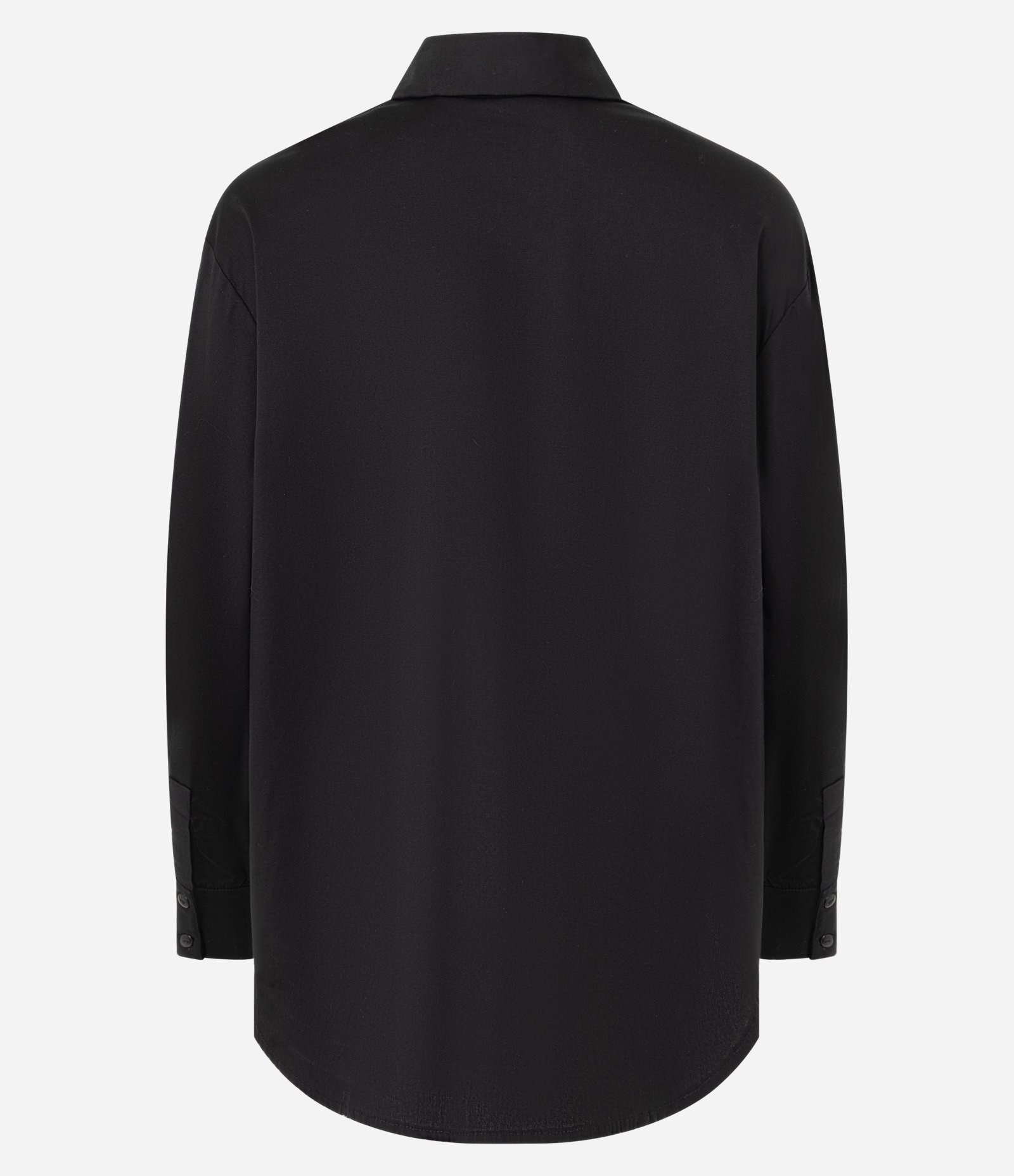 Camisa em Tricoline com Barra Arredondada e Botões Frontais Preto 5