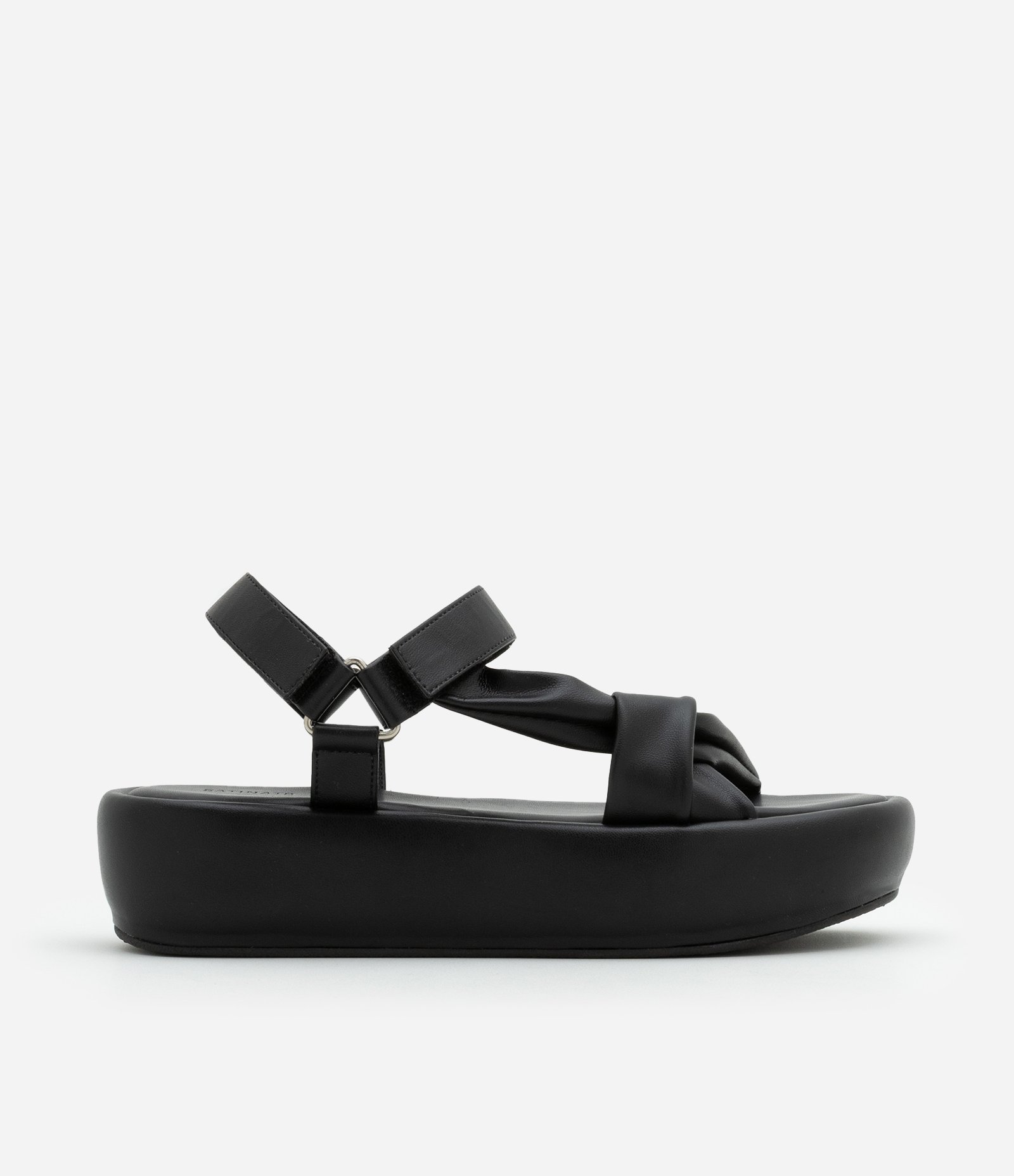 Sandália Flatform com Tiras Torcidas Preto 1