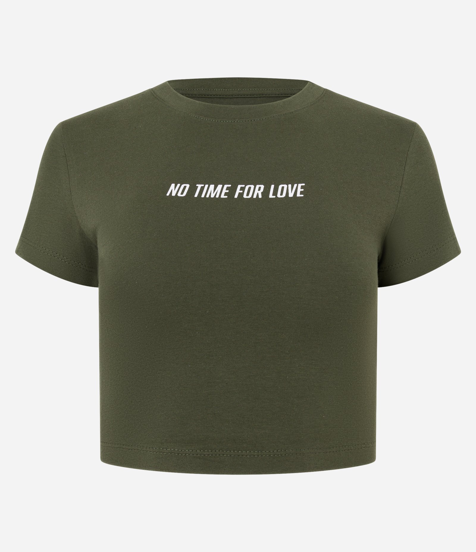 Blusa Baby Look em Algodão com Lettering No Time for Love Verde 4