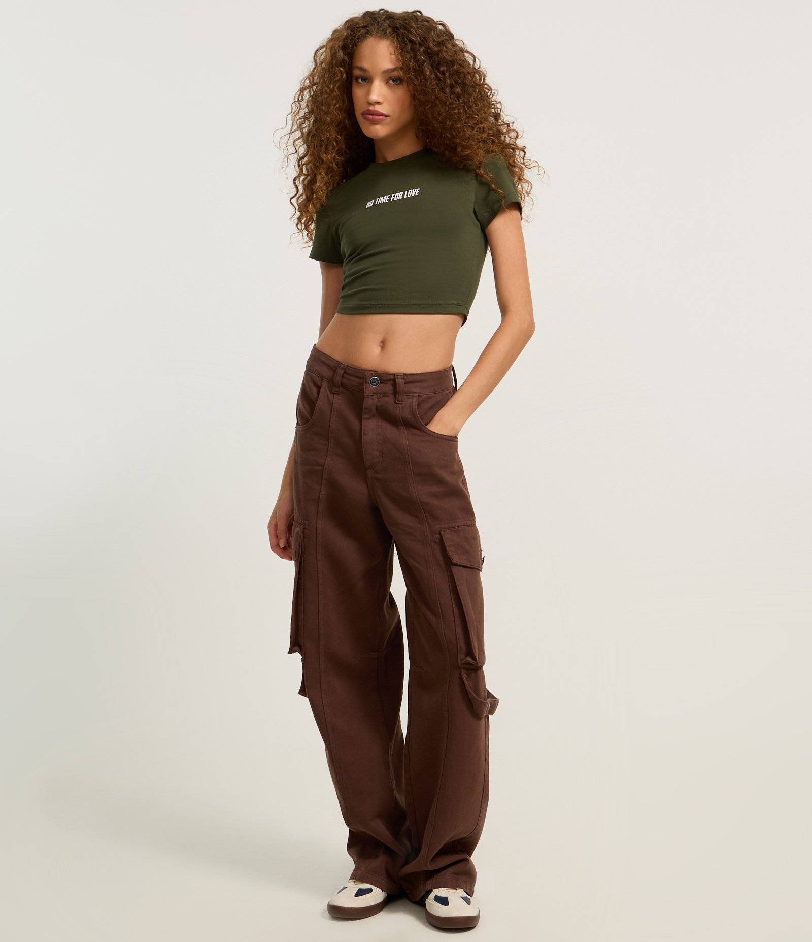 Blusa Baby Look em Algodão com Lettering No Time for Love Verde 2