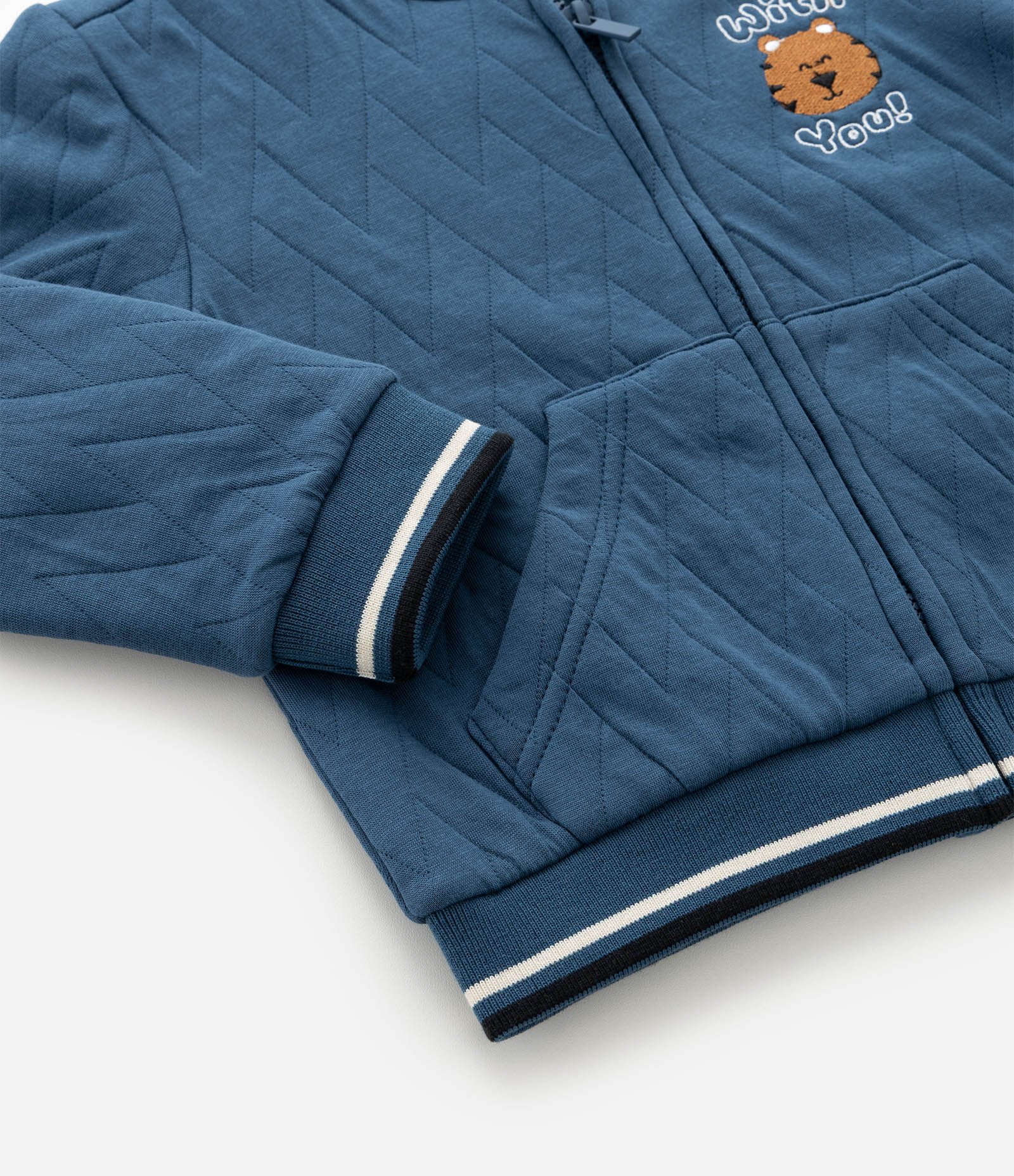 Jaqueta Infantil Bomber com Textura Matelassê e Bordado - Tam 1 a 6 Anos Azul 5