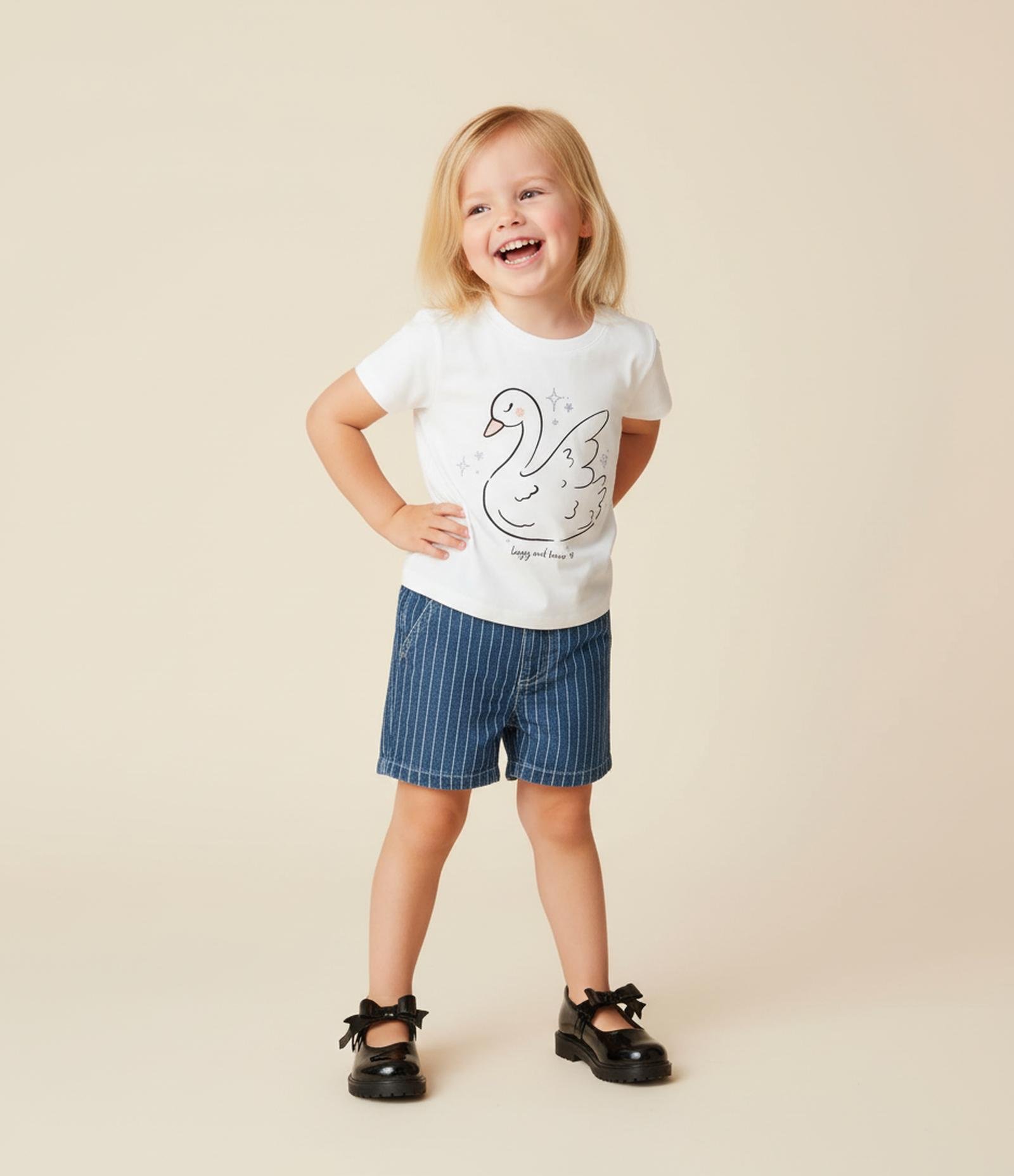 Blusa Infantil com Estampa Cisne - Tam 1 a 6 Anos Branco 1
