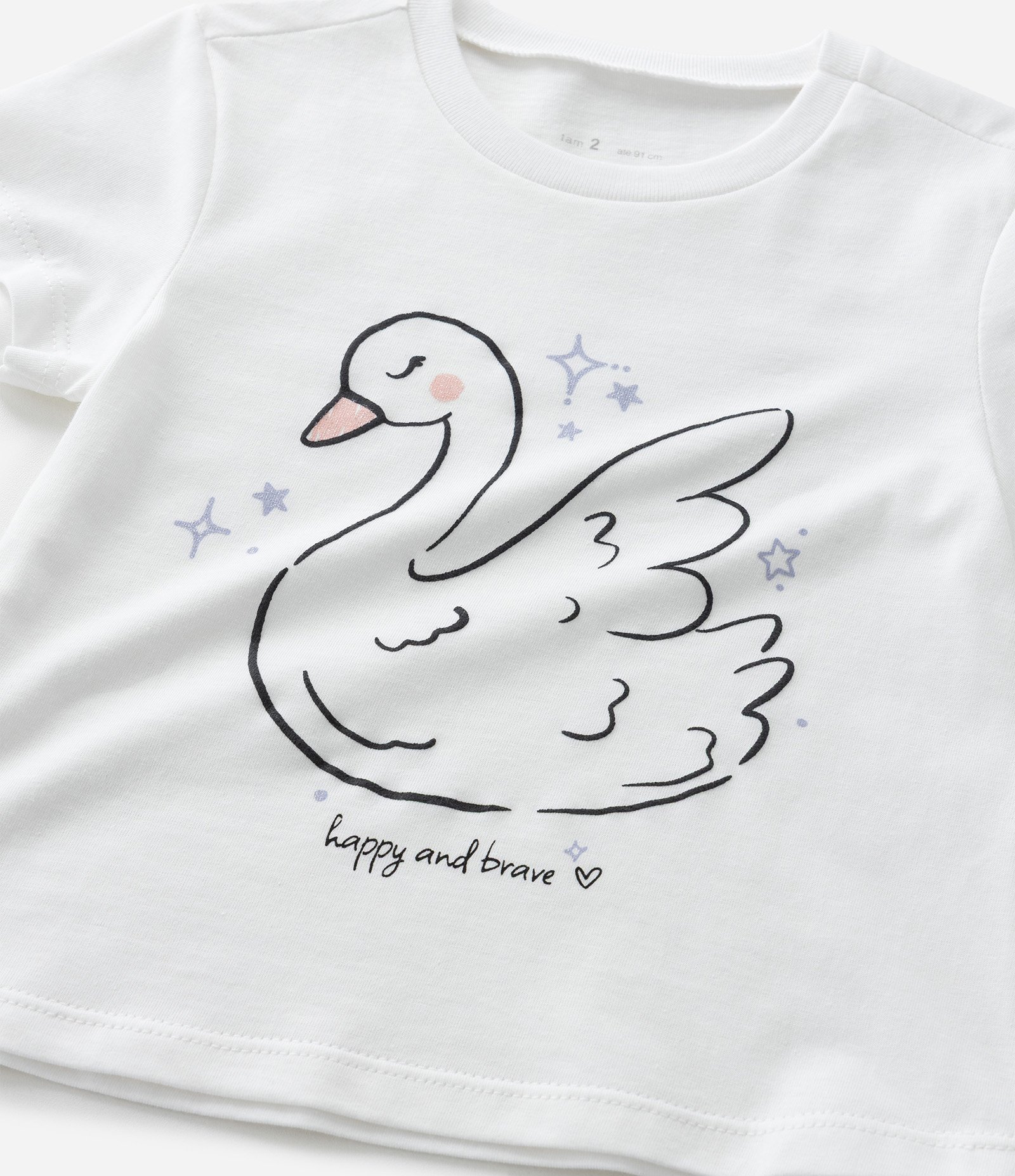 Blusa Infantil com Estampa Cisne - Tam 1 a 6 Anos Branco 6