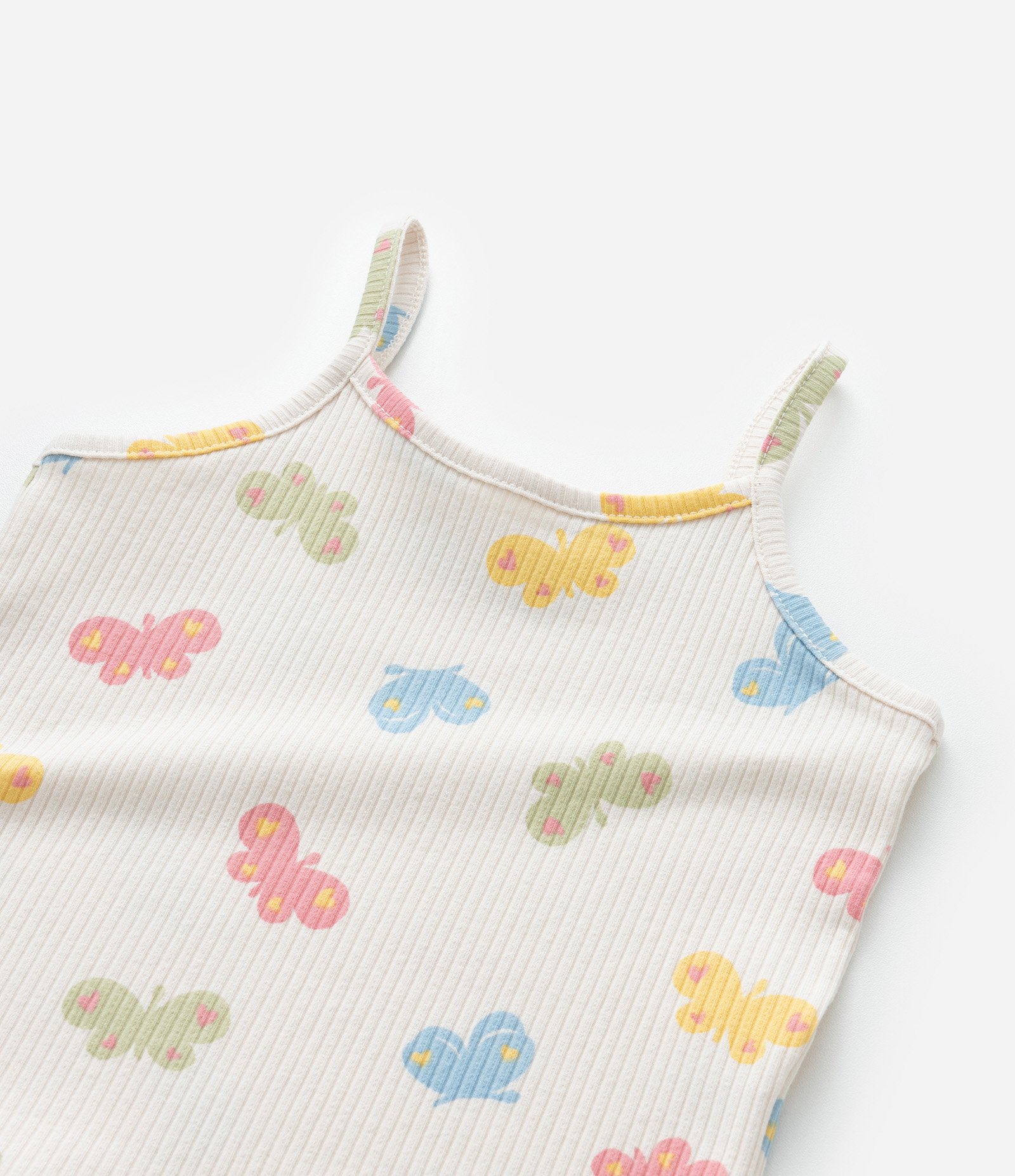 Regata Infantil Canelada com Estampa Borboleta - Tam 1 a 6 Anos Bege 5