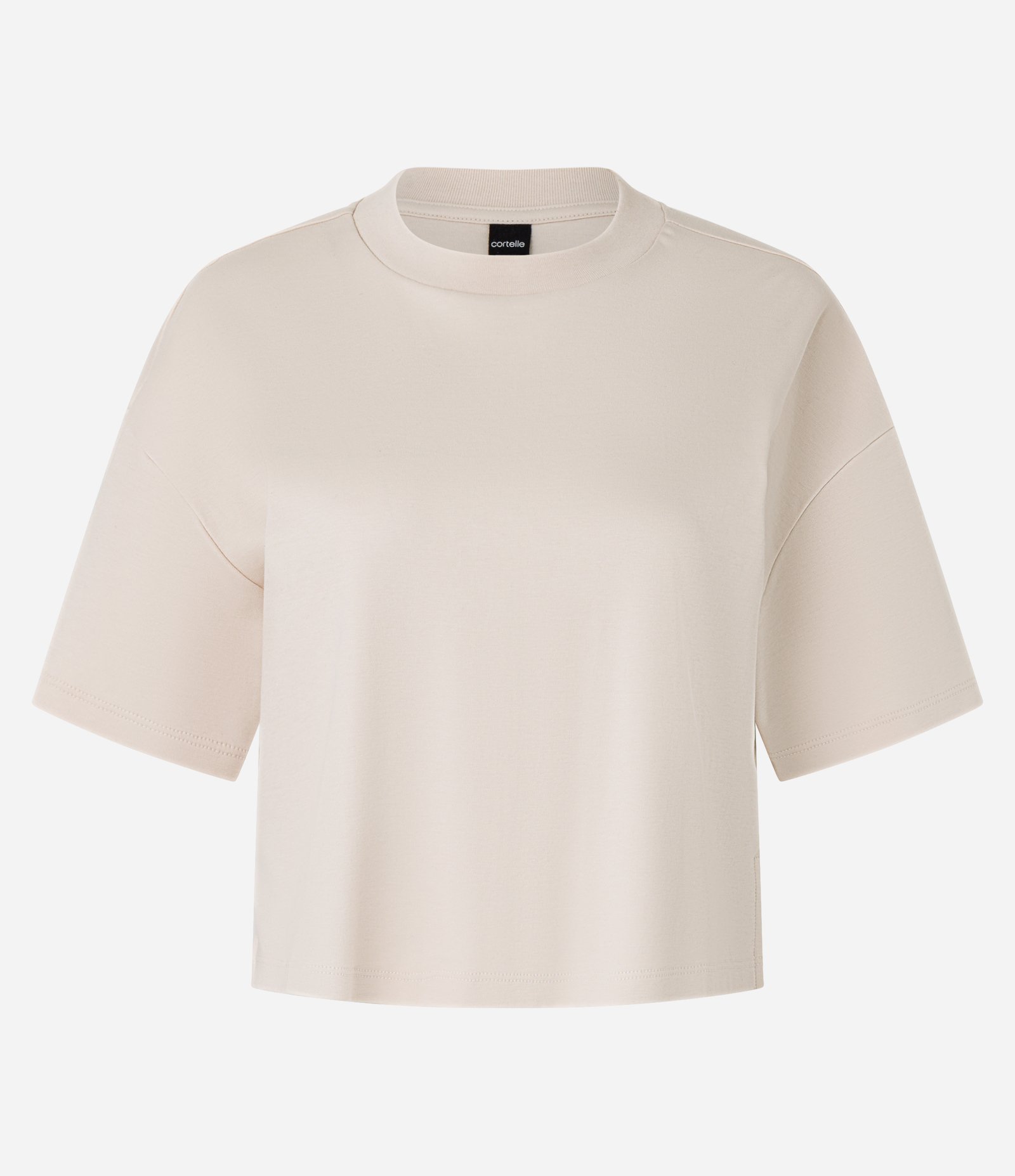 Camiseta Boxy em Algodão Peruano com Manga Ampla Bege 5