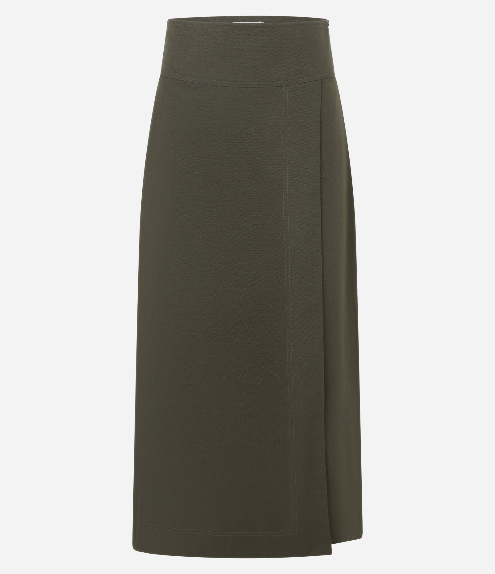 Saia Midi Alfaiatada com Transpasse Fake com Costura Aparente Verde 6