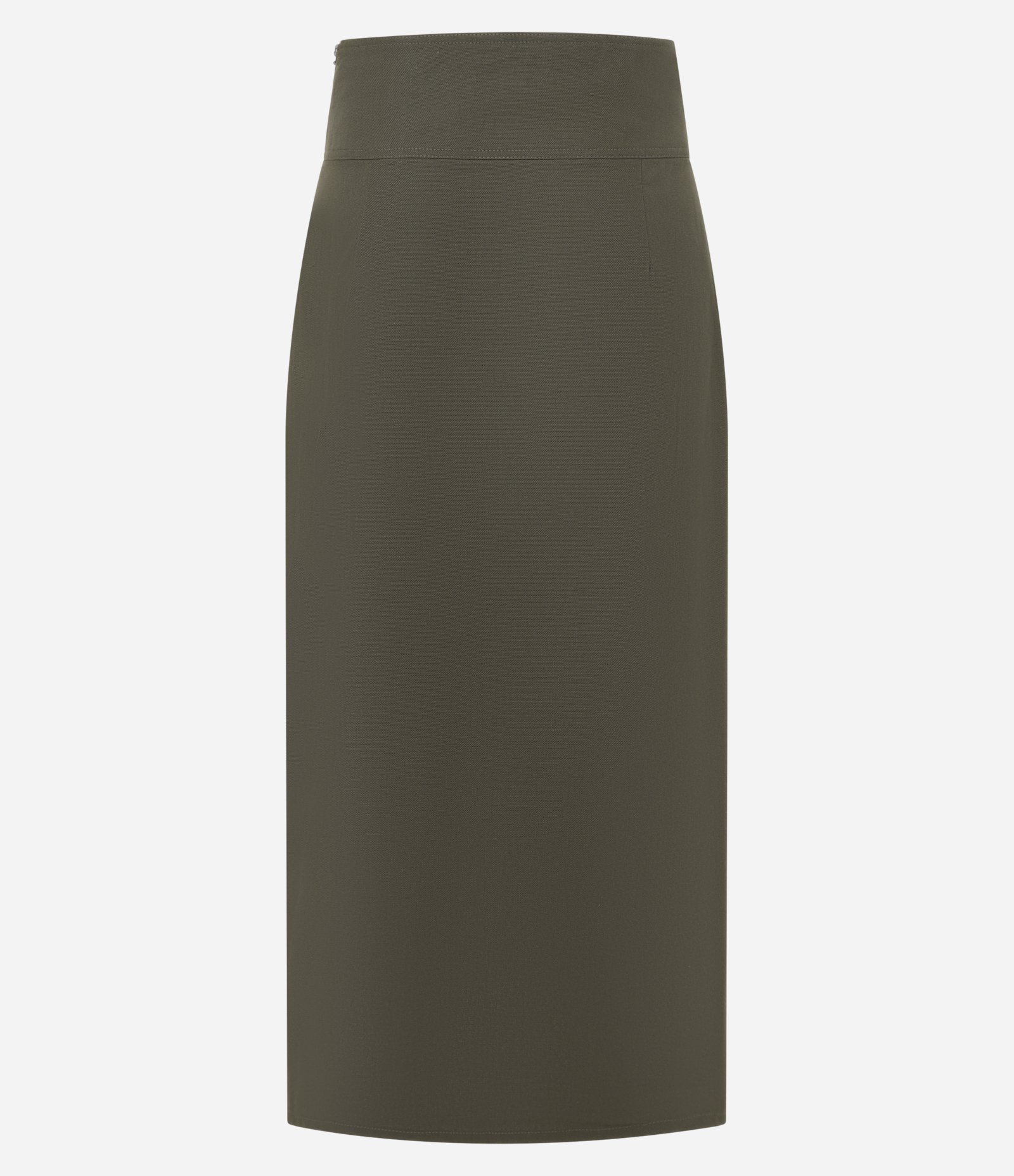 Saia Midi Alfaiatada com Transpasse Fake com Costura Aparente Verde 7