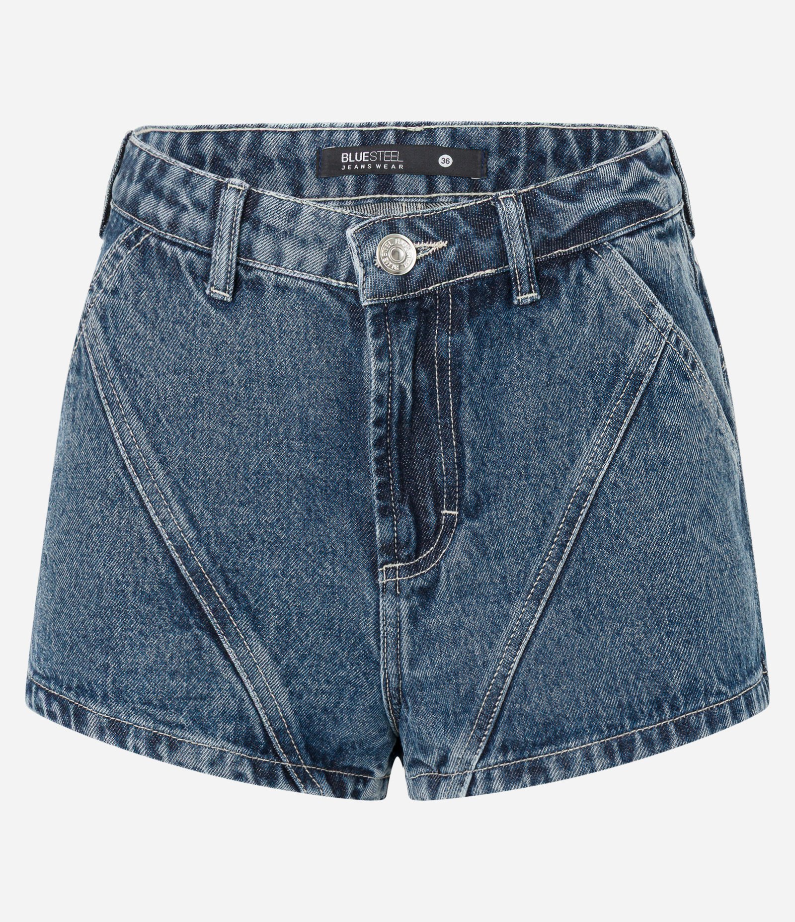 Short Mini em Jeans com Recortes Racing Escuro 6