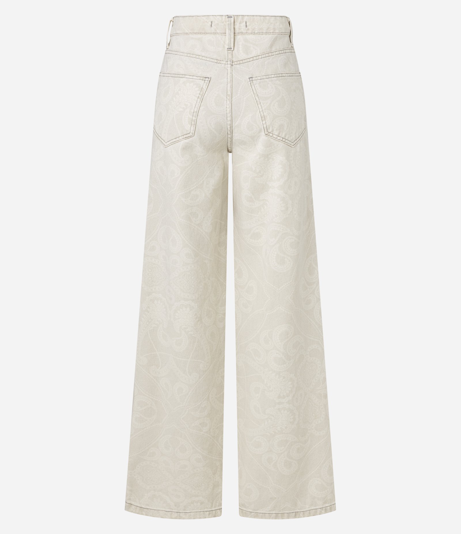Calça Wide Leg em Sarja com Lenço de Estampa Paisley Off White 8