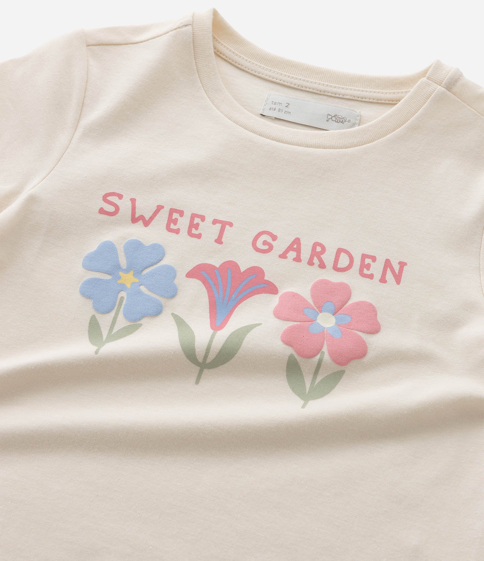 Conjunto Infantil com Estampa Florzinhas - Tam 1 a 6 Anos Bege 12