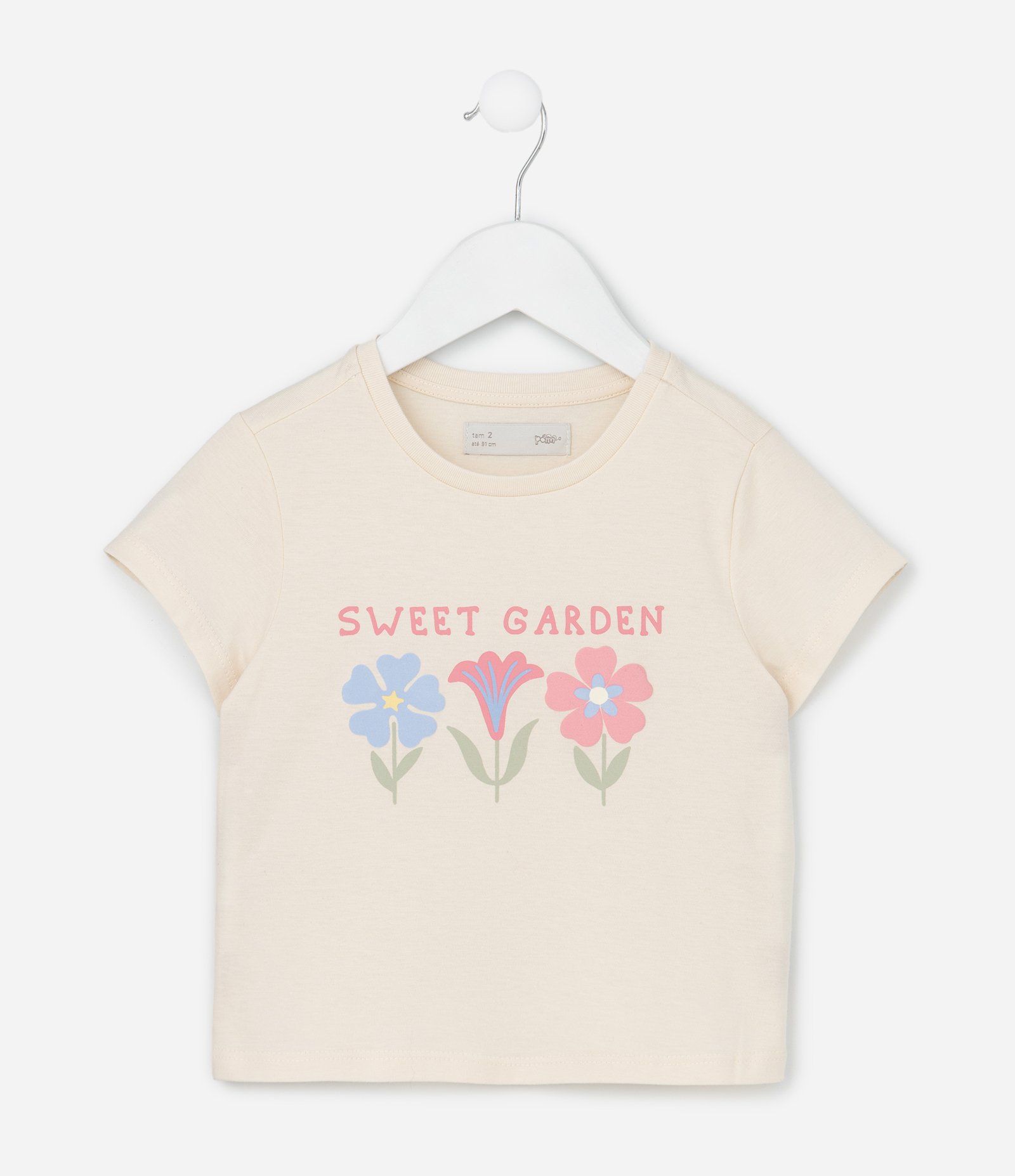 Conjunto Infantil com Estampa Florzinhas - Tam 1 a 6 Anos Bege 3