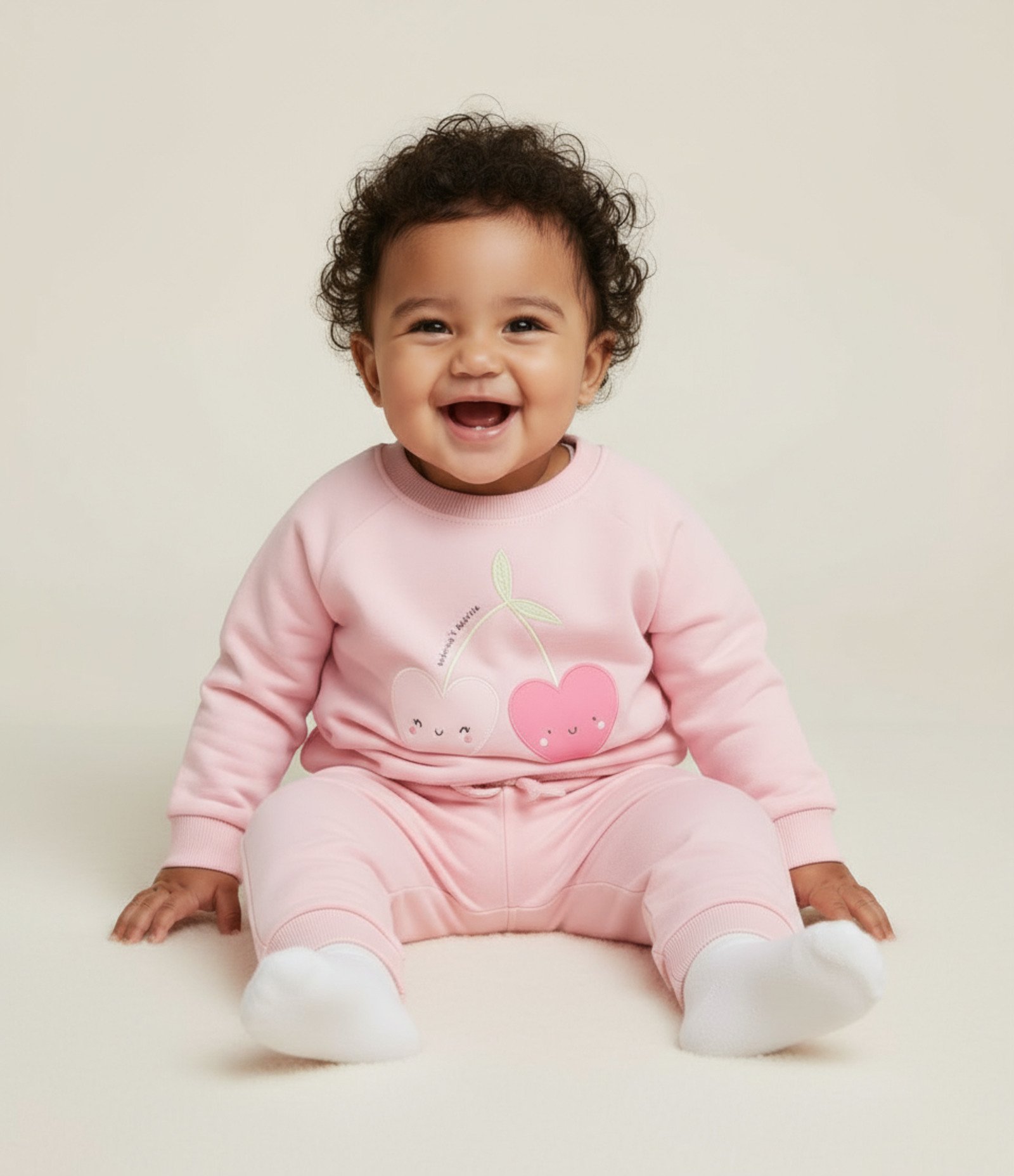 Blusão Infantil em Modal com Estampa de Cerejinhas - Tam 0 a 18 Meses Rosa 1