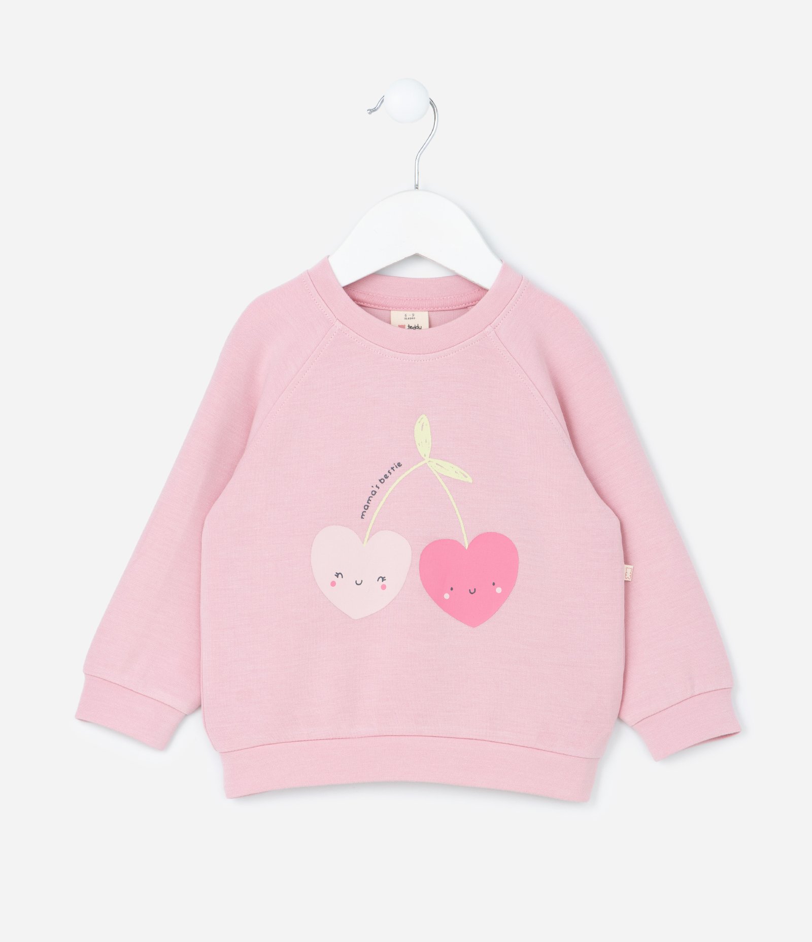 Blusão Infantil em Modal com Estampa de Cerejinhas - Tam 0 a 18 Meses Rosa 2