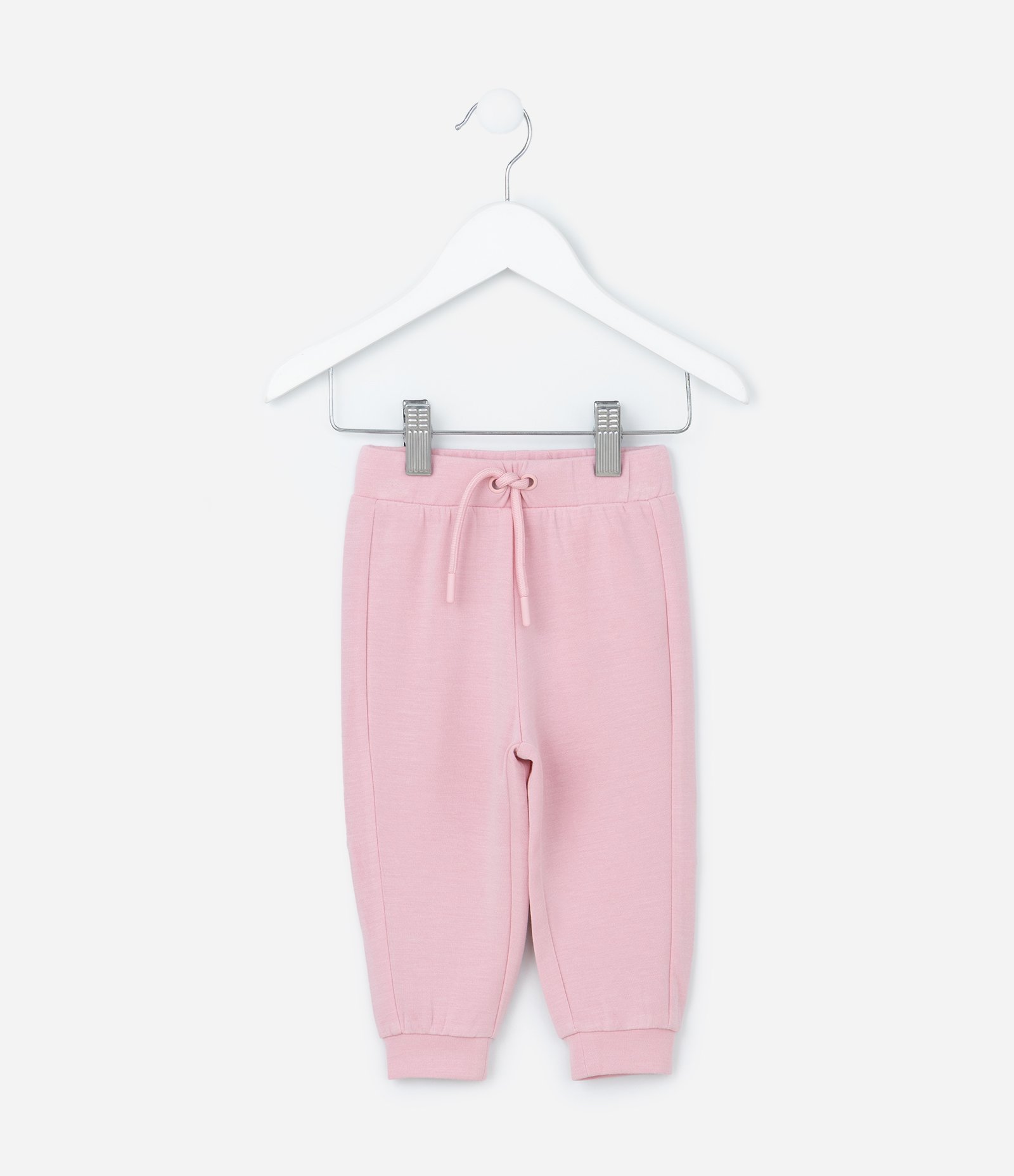 Calça Jogger Infantil em Modal com Recorte Lateral - Tam 0 a 18 Meses Rosa 1