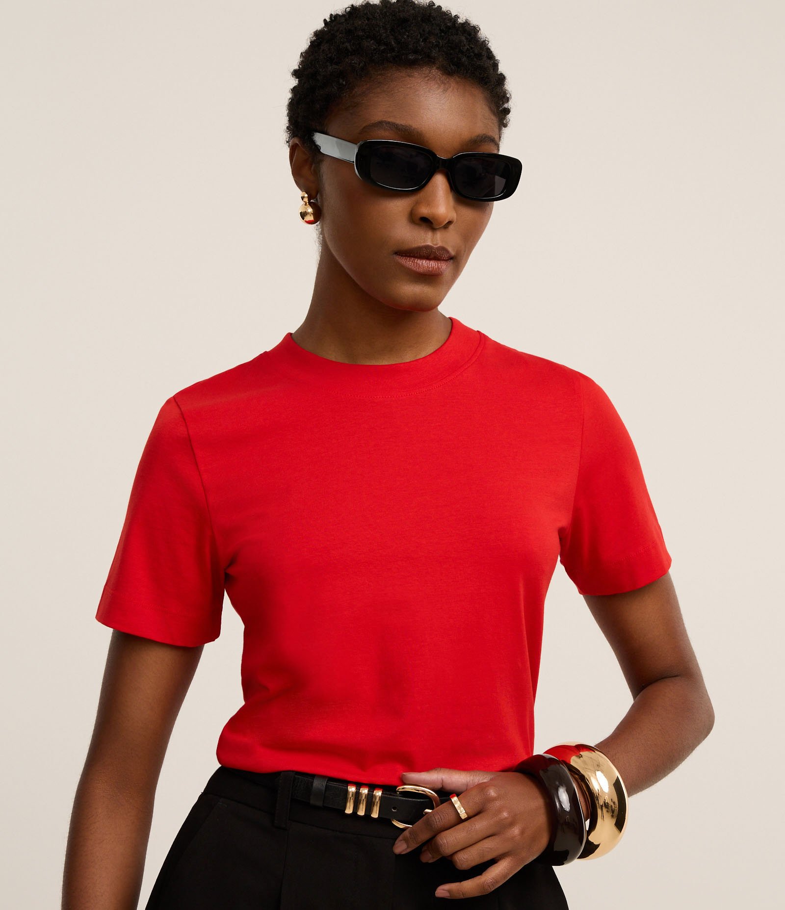 Blusa Básica Justinha em Ribana de Algodão Vermelho 1