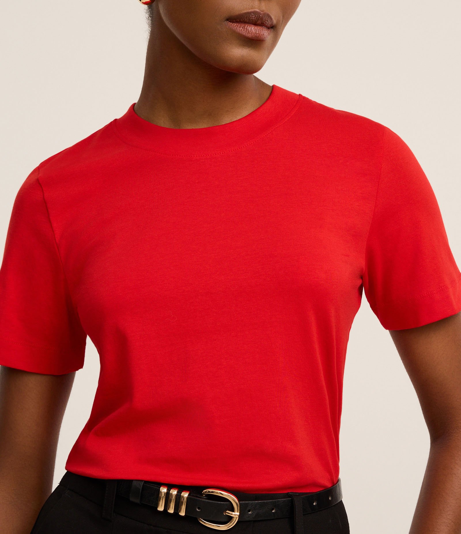 Blusa Básica Justinha em Ribana de Algodão Vermelho 3