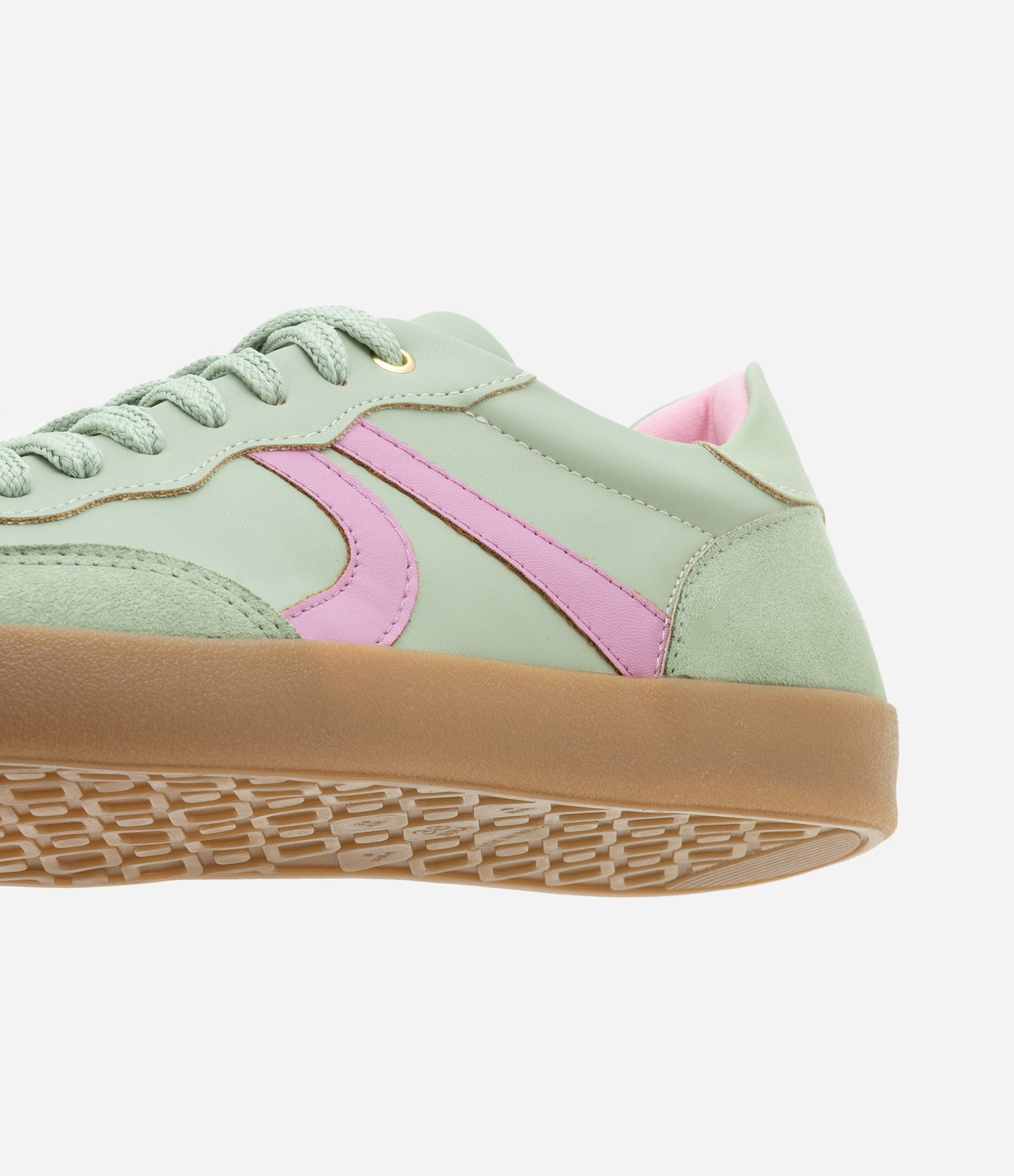 Tênis Estilo Chuteira em PU com Detalhes nas Laterais Verde/Rosa 3