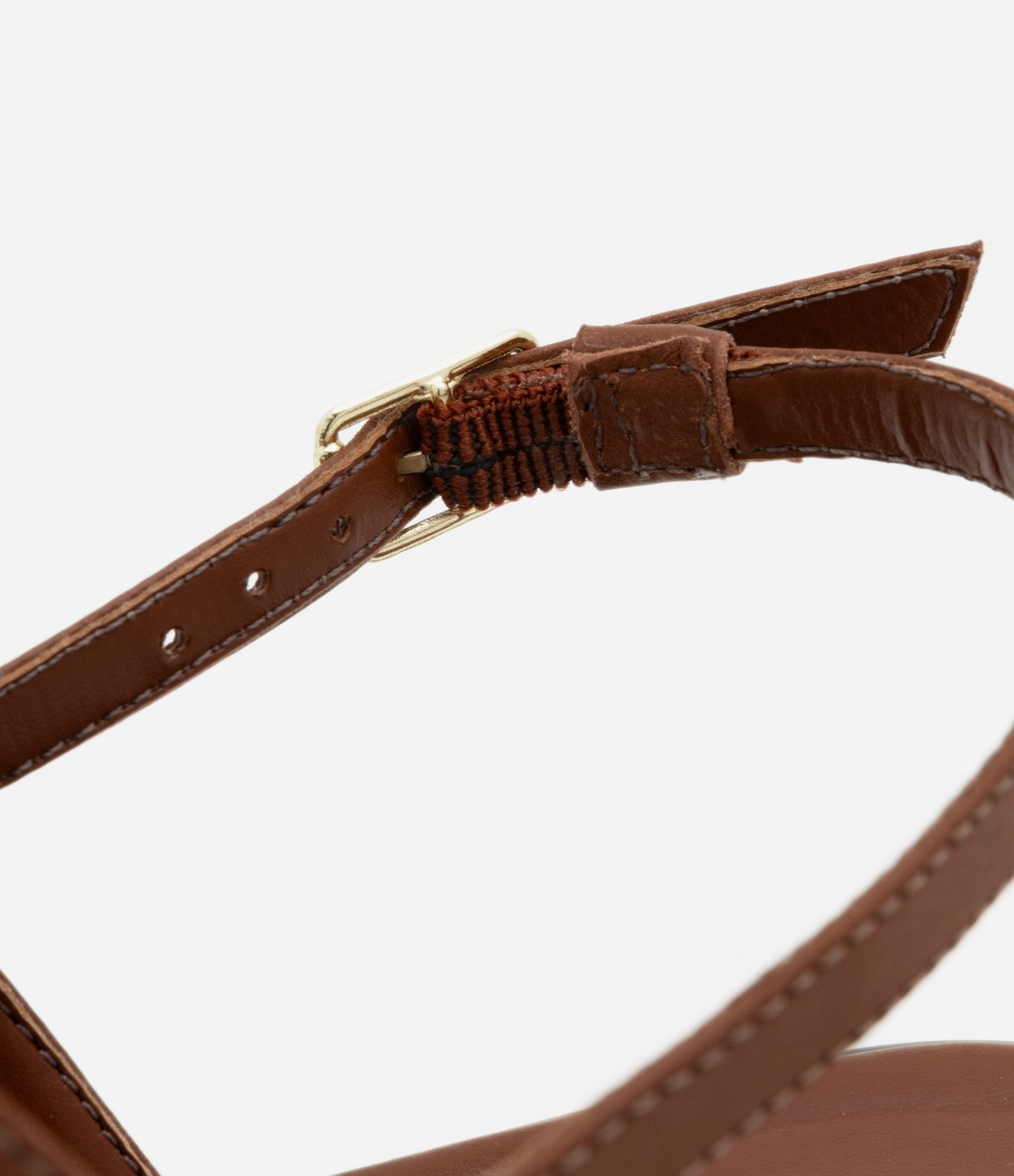 Sandália Rasteira de Couro com Fivela para Fechamento Marrom 3