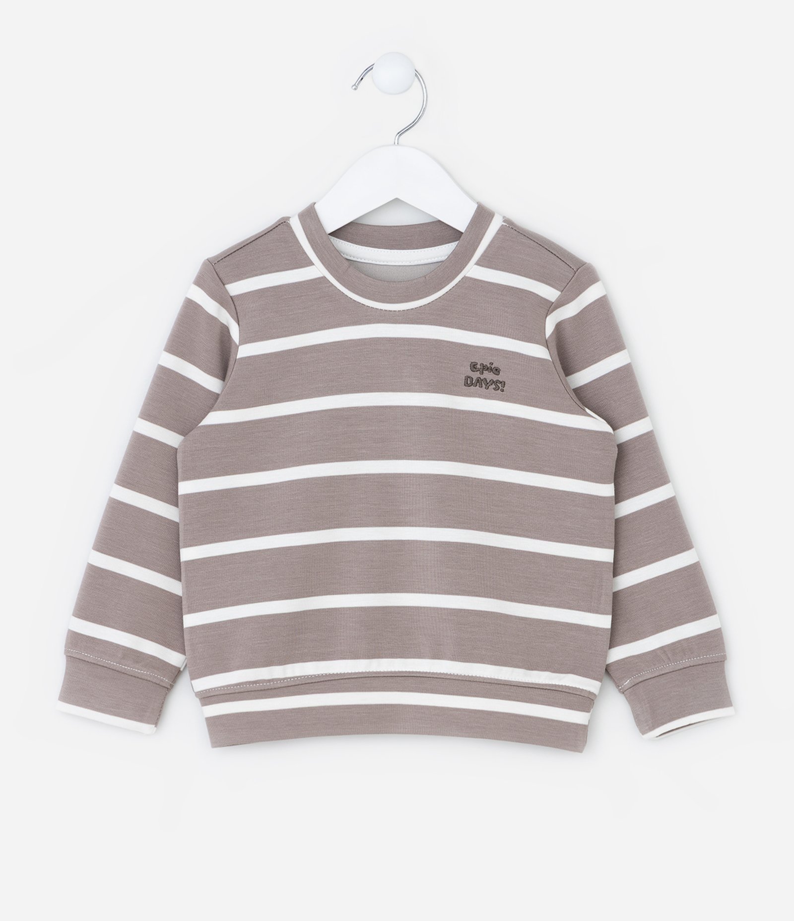 Blusão Infantil com Estampa de Listras Fio Tinto e Bordado - Tam 1 a 6 Anos Marrom 1