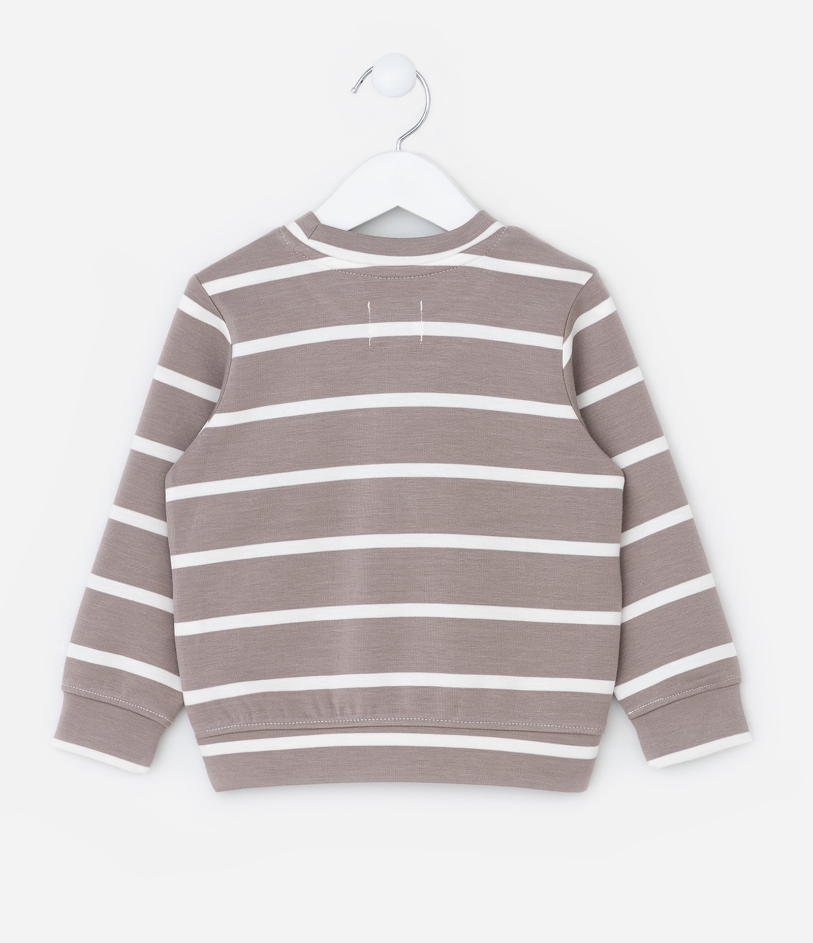 Blusão Infantil com Estampa de Listras Fio Tinto e Bordado - Tam 1 a 6 Anos Marrom 2