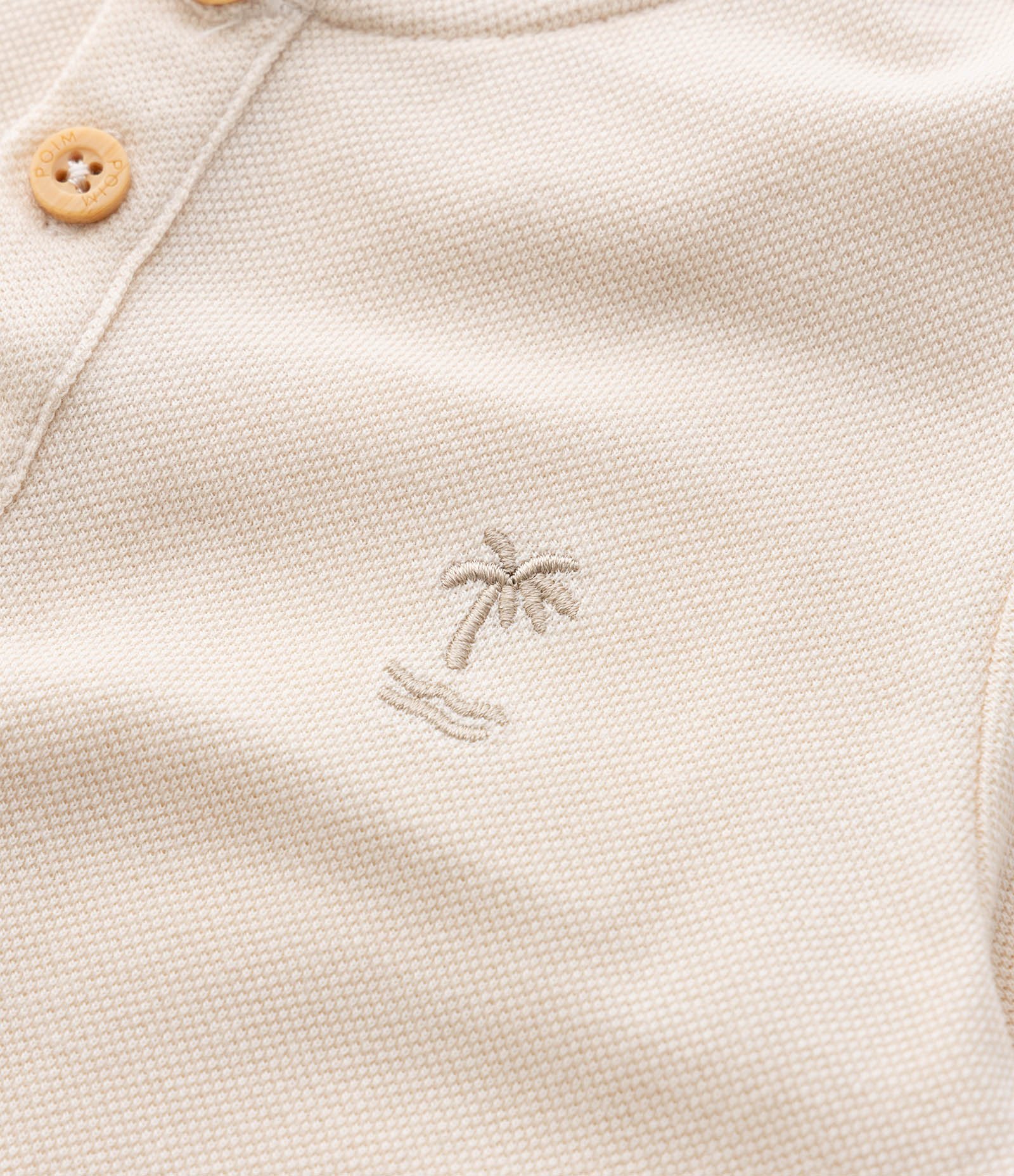 Conjunto Infantil em Piquet com Gola Henley - Tam 1 a 6 Anos Bege/Vermelho 9