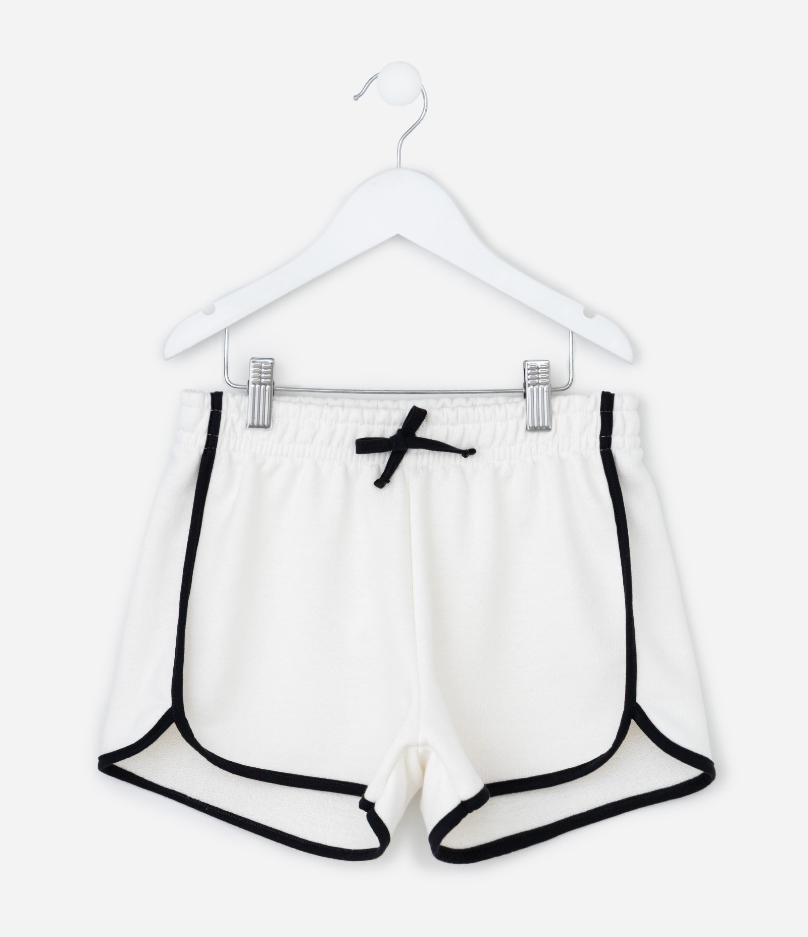 Short Runner Infantil em Moletom com Acabamento Contrastante - Tam 5 a 14 anos Branco 1