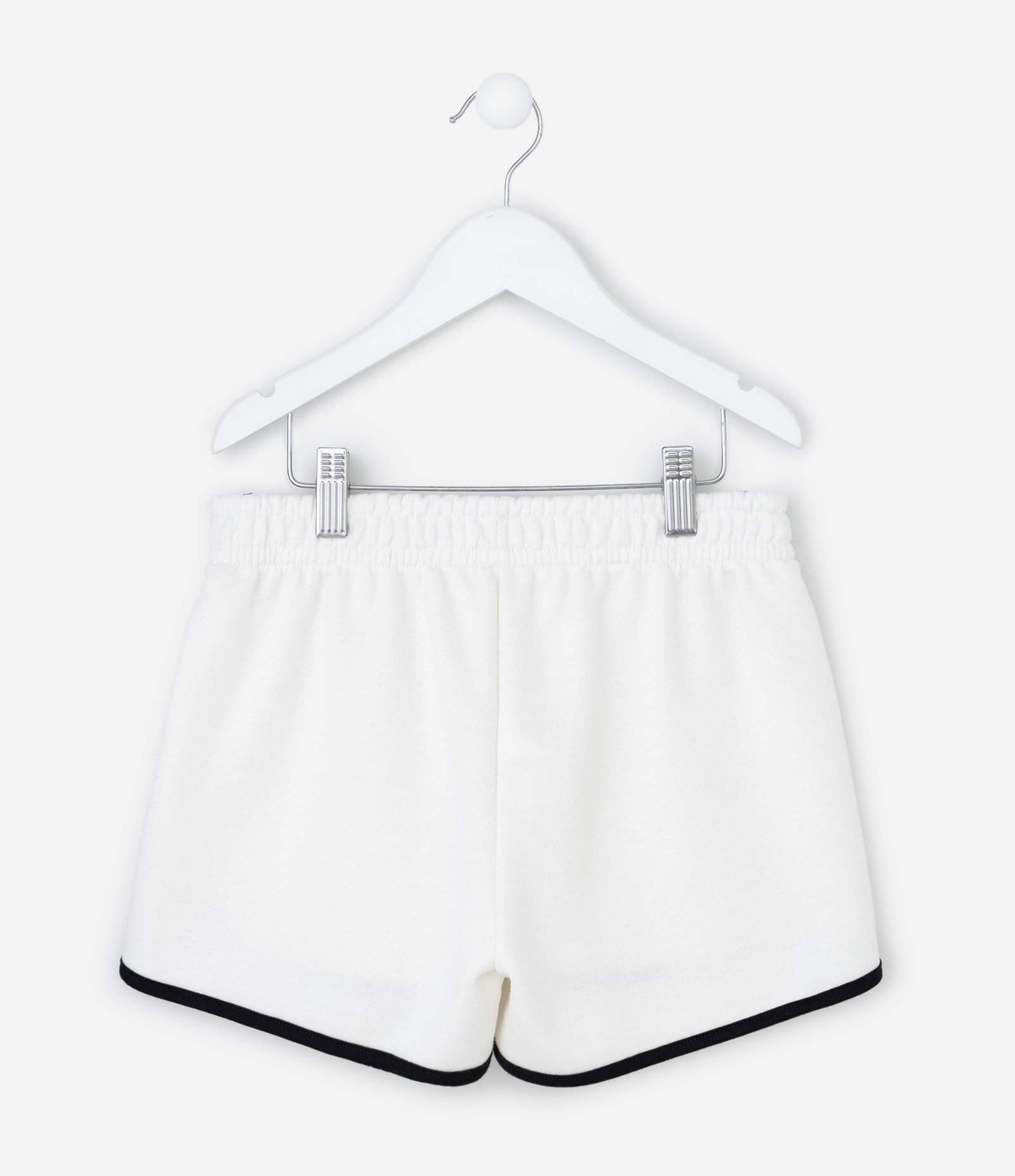 Short Runner Infantil em Moletom com Acabamento Contrastante - Tam 5 a 14 anos Branco 2