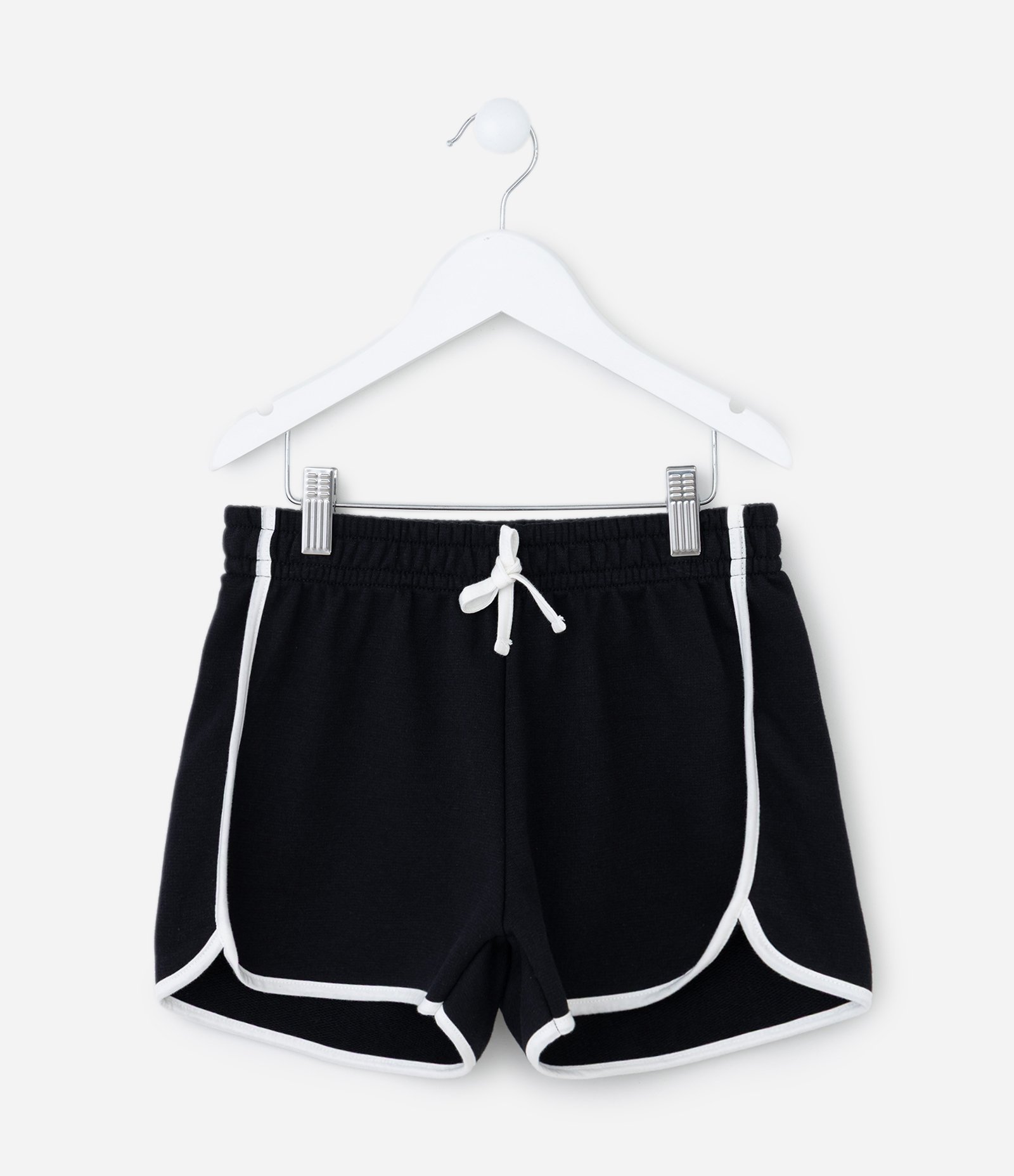 Short Runner Infantil em Moletom com Acabamento Contrastante - Tam 5 a 14 anos Preto 1