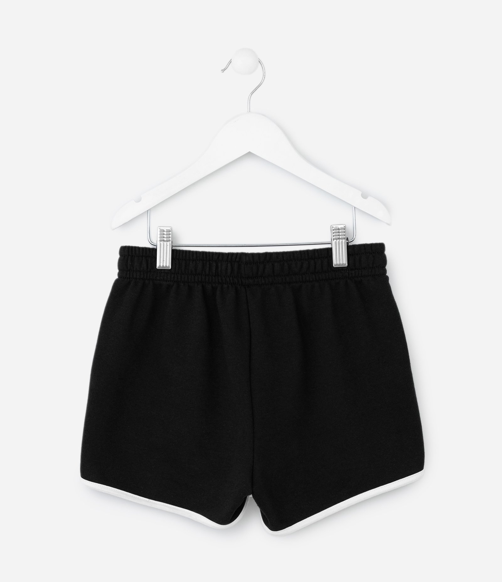 Short Runner Infantil em Moletom com Acabamento Contrastante - Tam 5 a 14 anos Preto 2