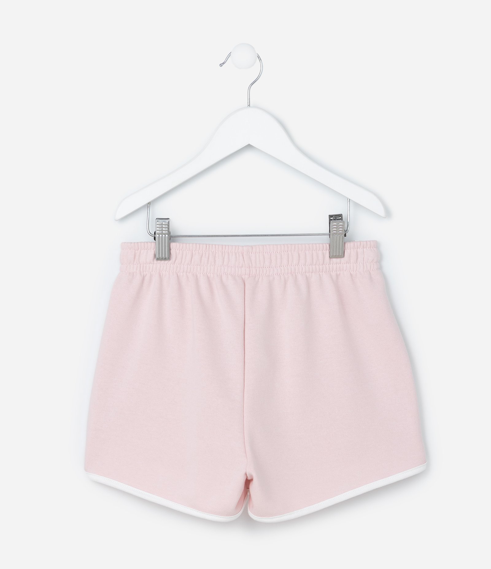 Short Runner Infantil em Moletom com Acabamento Contrastante - Tam 5 a 14 anos Rosa Claro 3