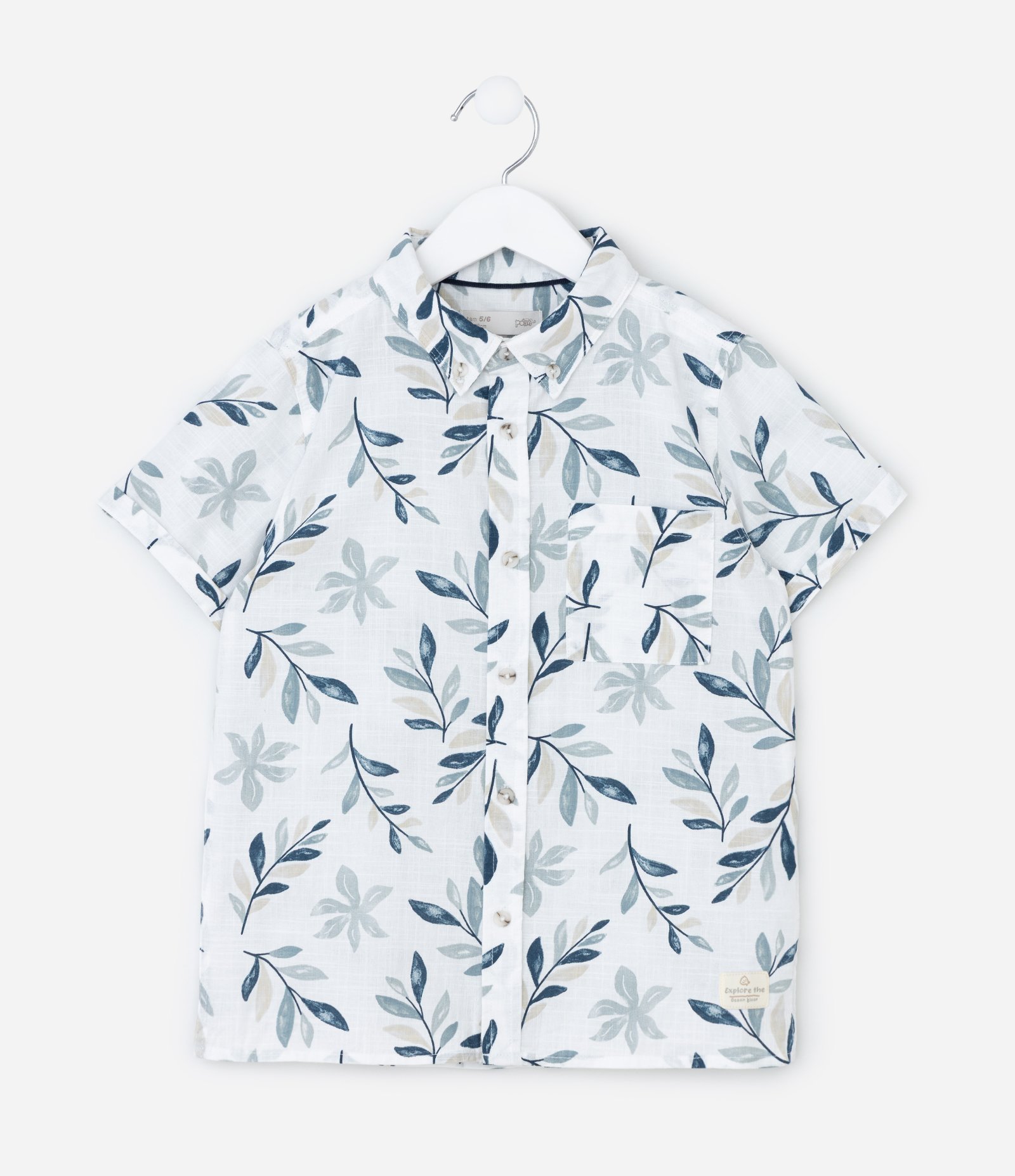 Camisa Infantil em Algodão com Estampa de Folhagens - Tam1 a 6 Anos Branco 1