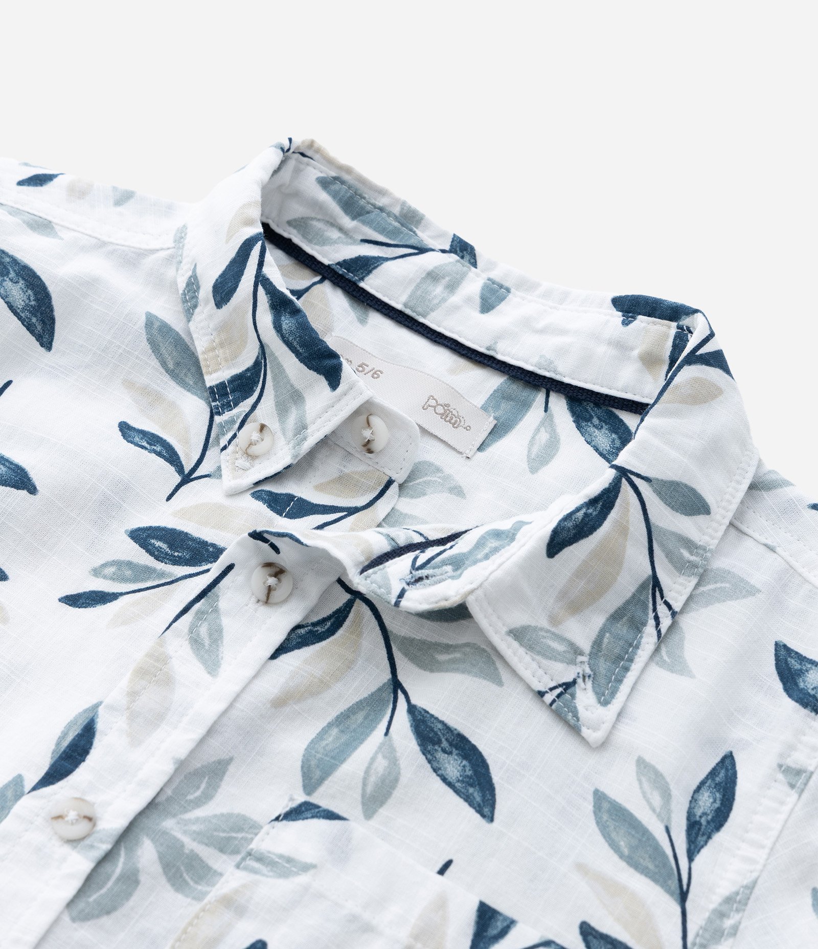 Camisa Infantil em Algodão com Estampa de Folhagens - Tam1 a 6 Anos Branco 5