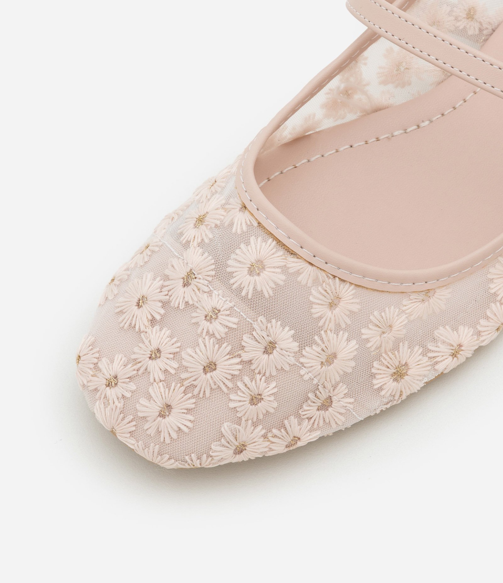 Sapatilha em Tela com Flores Bordadas Rosa 5