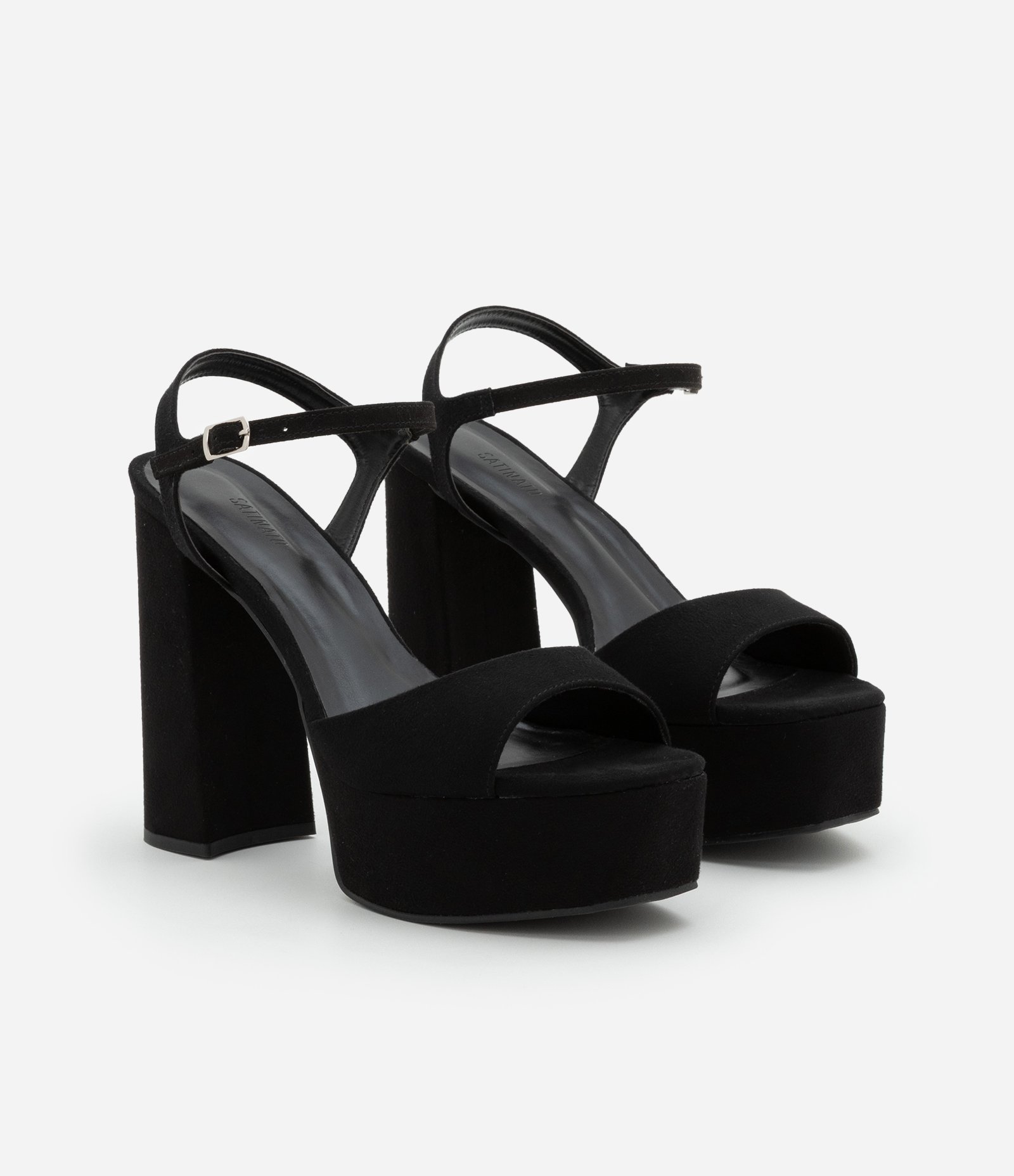 Sandália Meia Pata com Efeito Camurça e Salto Super Alto Preto 2