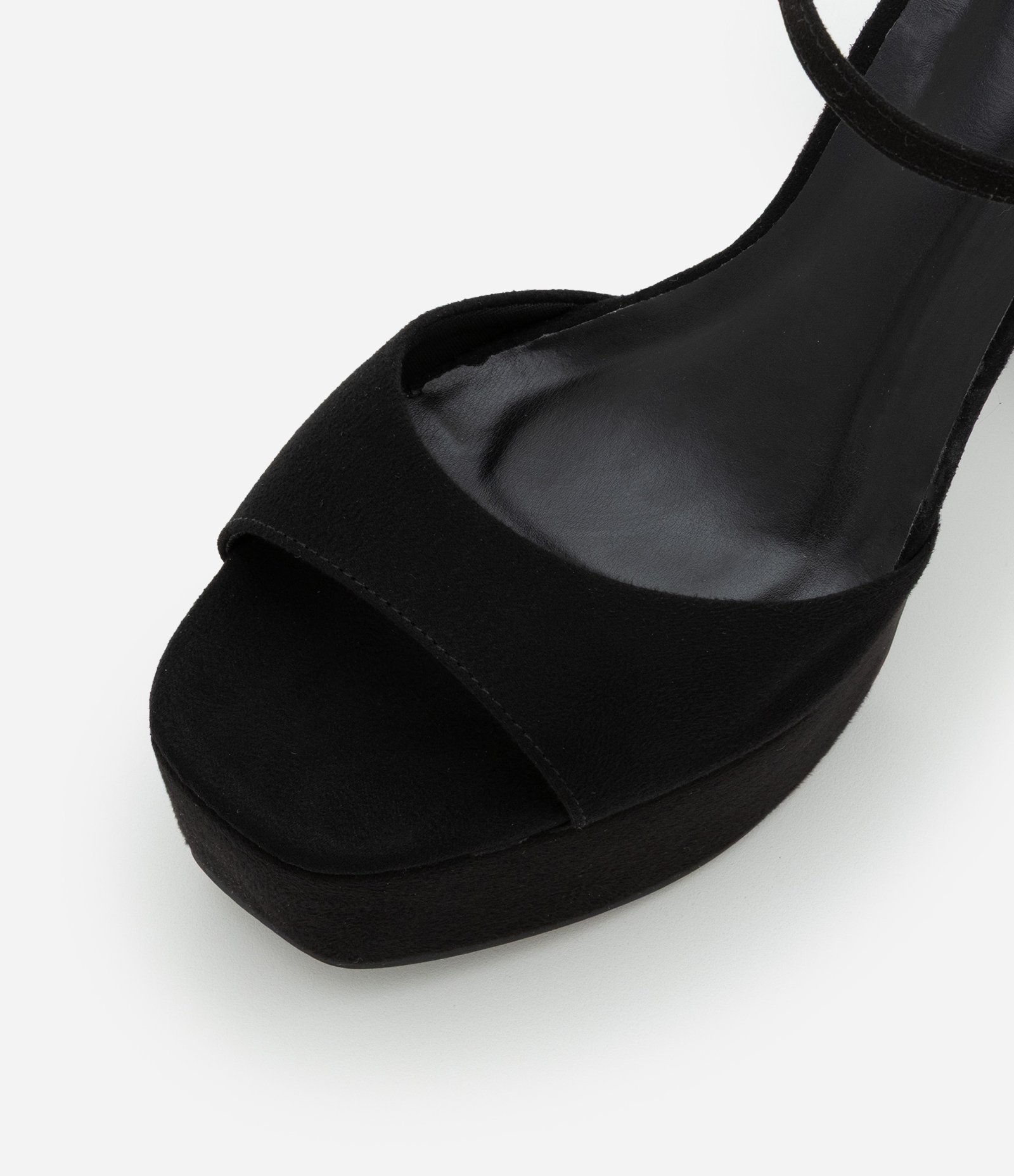 Sandália Meia Pata com Efeito Camurça e Salto Super Alto Preto 5