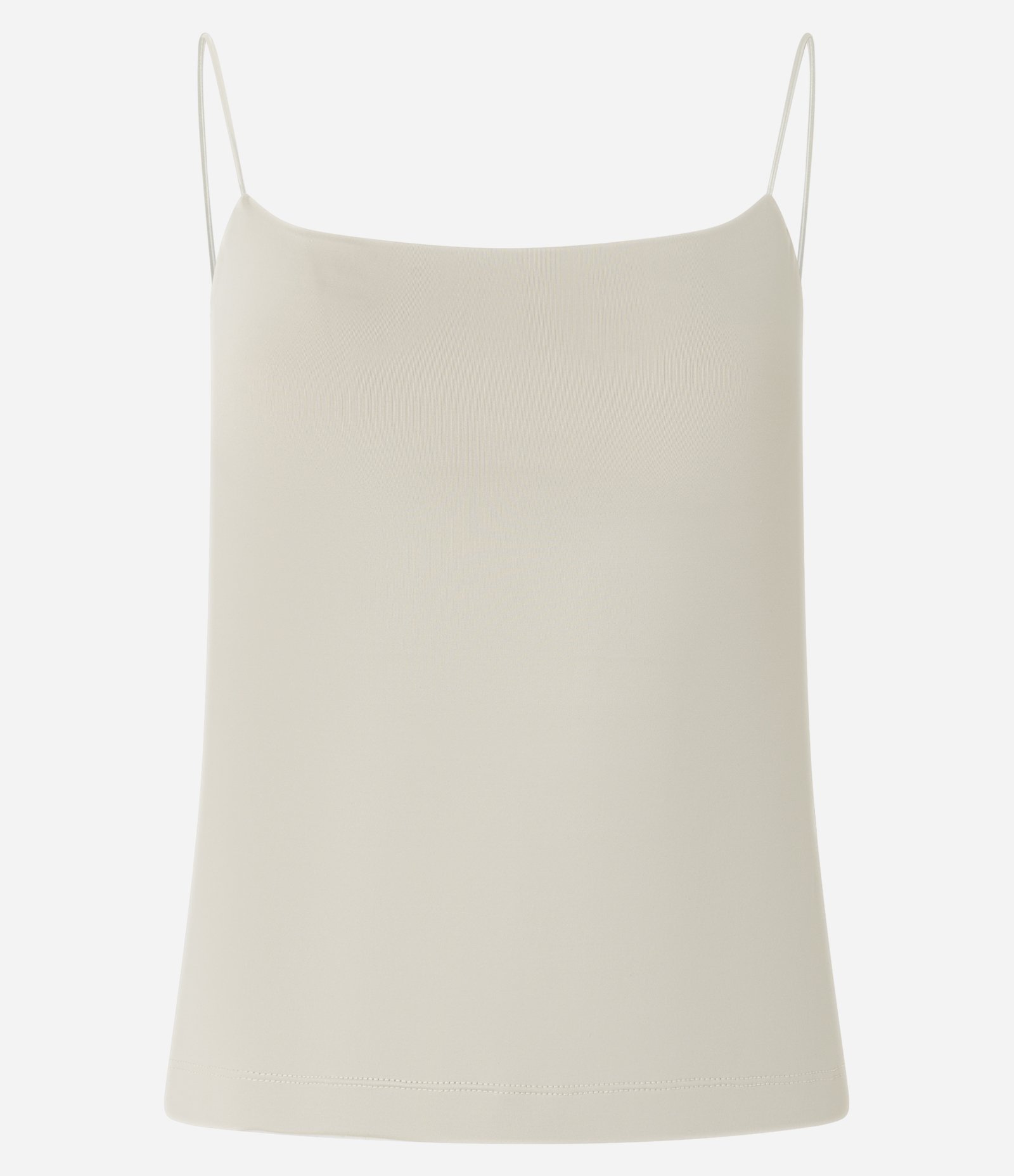 Blusa de Alça em Poliamida com Decote Reto Bege 5