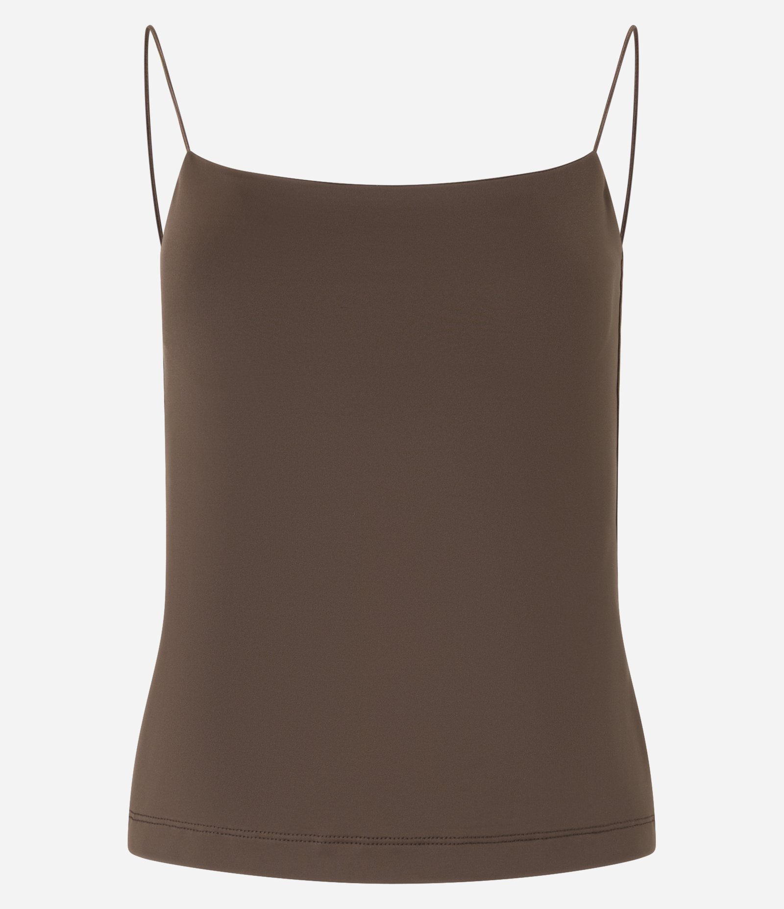 Blusa de Alça em Poliamida com Decote Reto Marrom 5