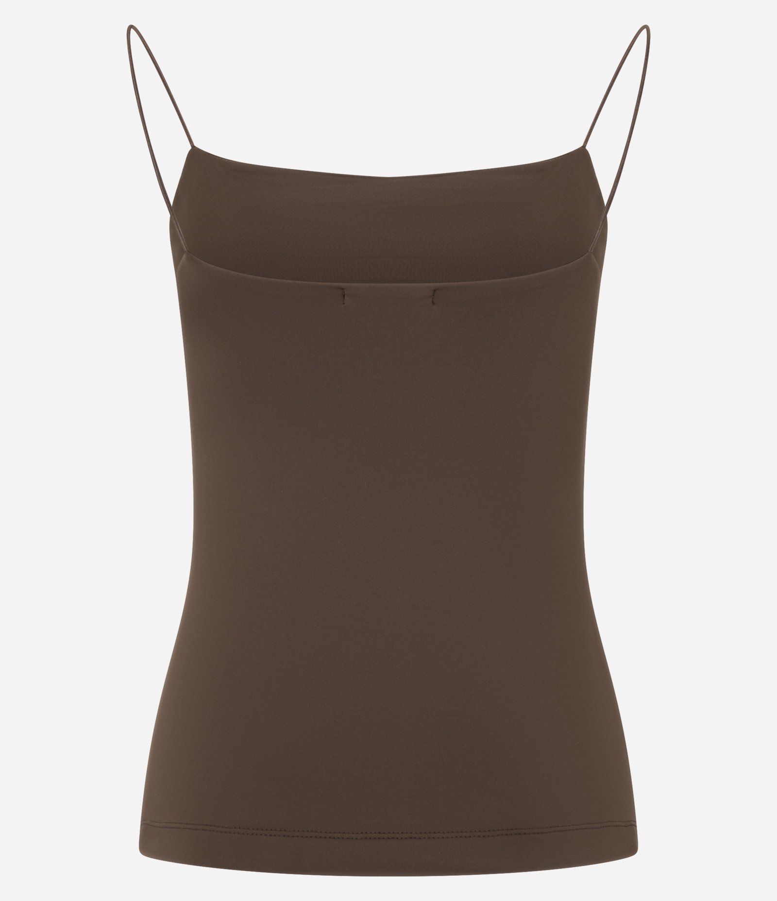 Blusa de Alça em Poliamida com Decote Reto Marrom 6