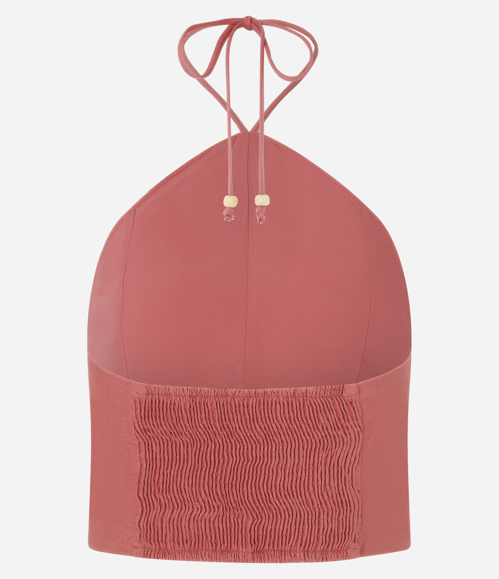 Blusa Cropped em Viscolinho Frente Única com Amarração no Pescoço Rosa 7