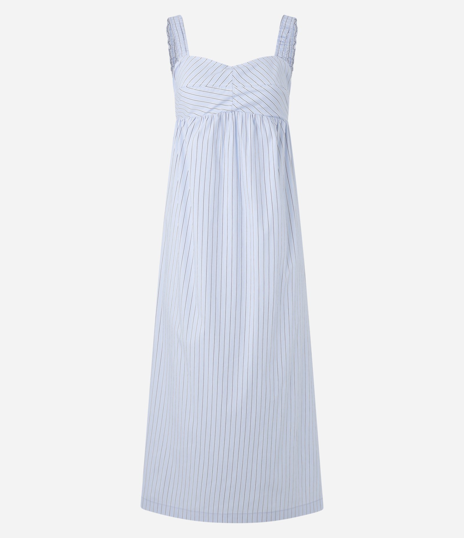 Vestido Boho Listrado em Tricoline com Lastex nas Costas Azul 6