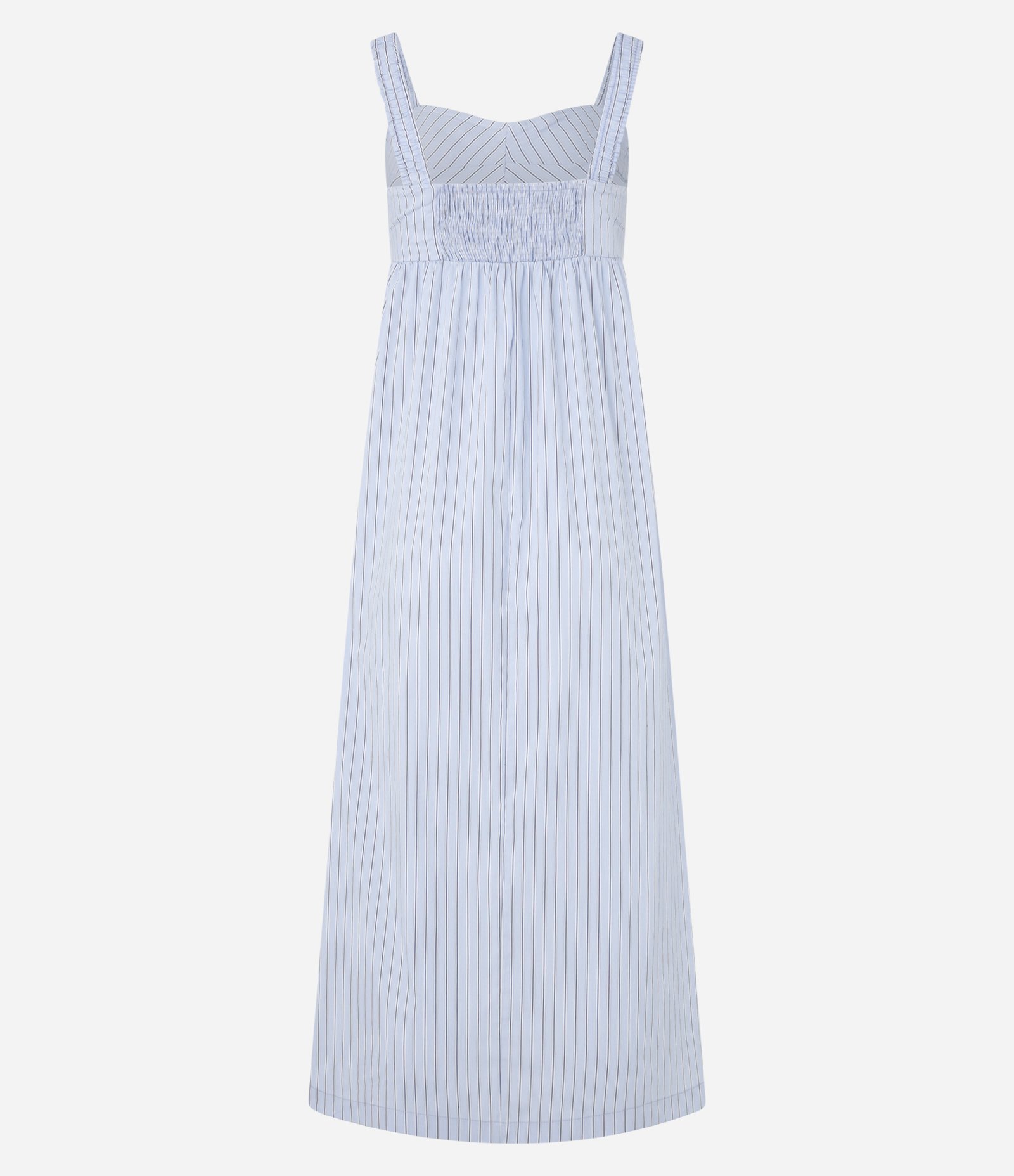 Vestido Boho Listrado em Tricoline com Lastex nas Costas Azul 7