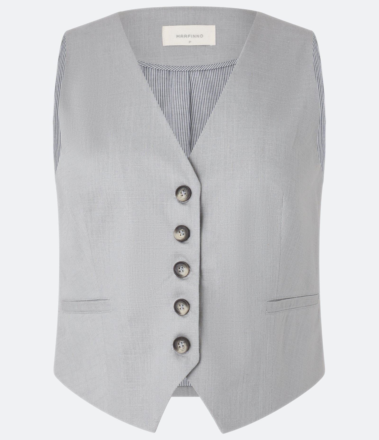 Colete Slim em Viscolinho com Botões Matizados Cinza 5
