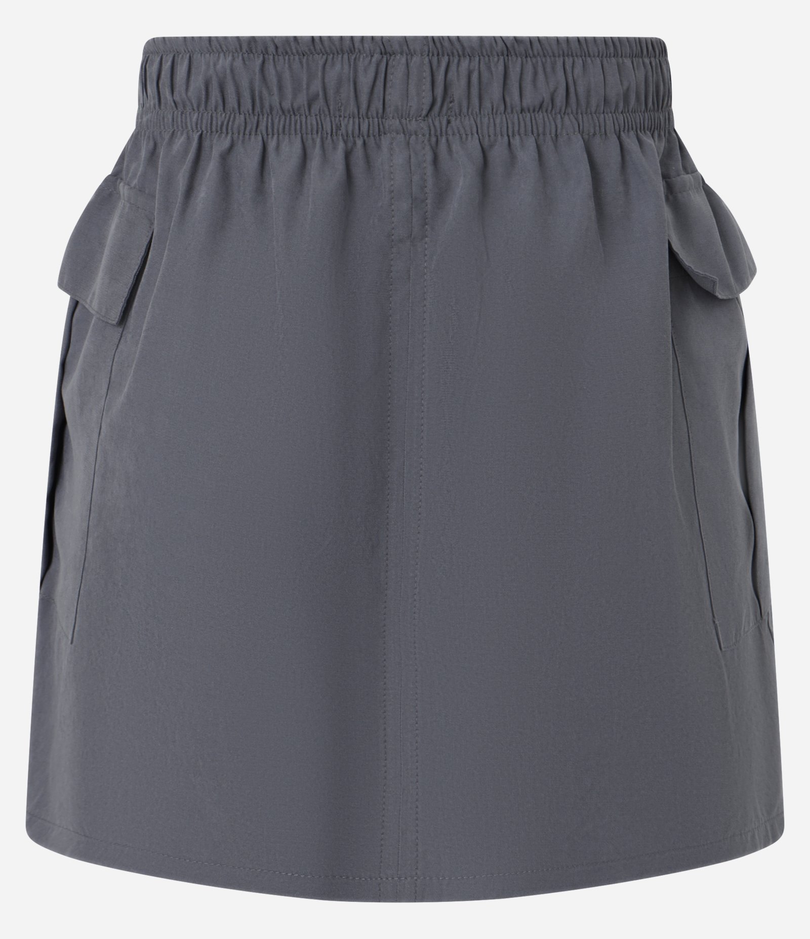 Saia Curta em Cupro com Cós Elástico e Bolsos Laterais Cinza 6