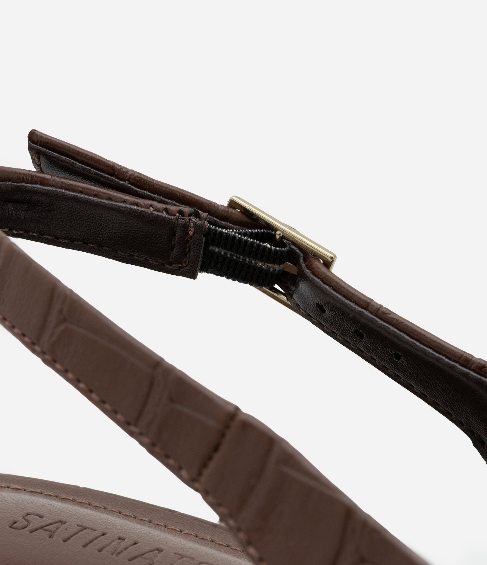 Sapato Scarpin Slingback em PU com Estampa Croco Marrom 5