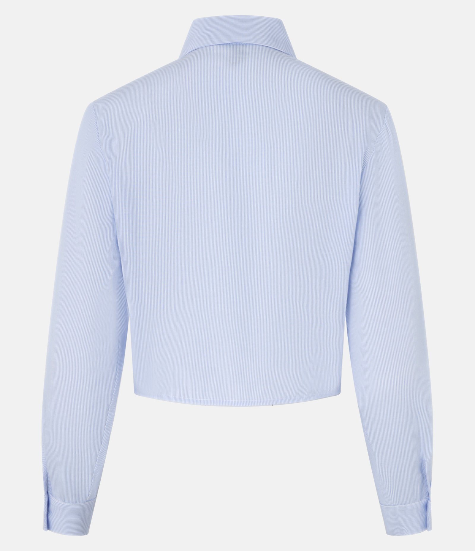 Camisa Cropped em Tricoline com Listras com Lacinhos Frontais Azul 6