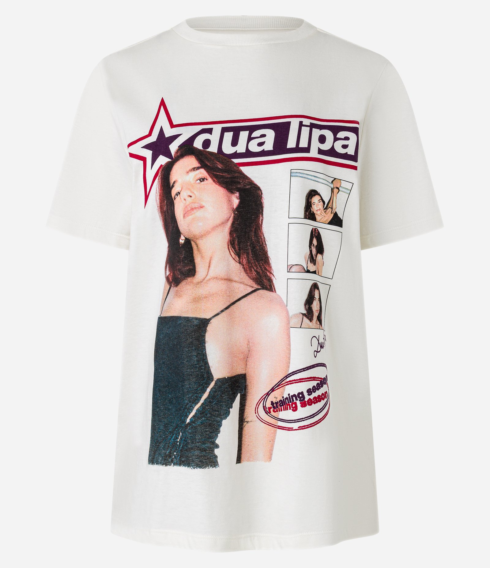Camiseta Alongada em Algodão com Estampa Frente e Costas Dua Lipa Branco 5