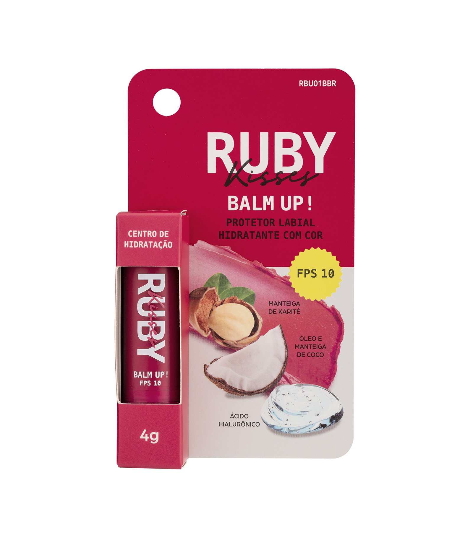 Protetor Labial Hidratante Com Cor FPS10 Balm Up! Stand Up! Ruby Kisses Vermelho 1
