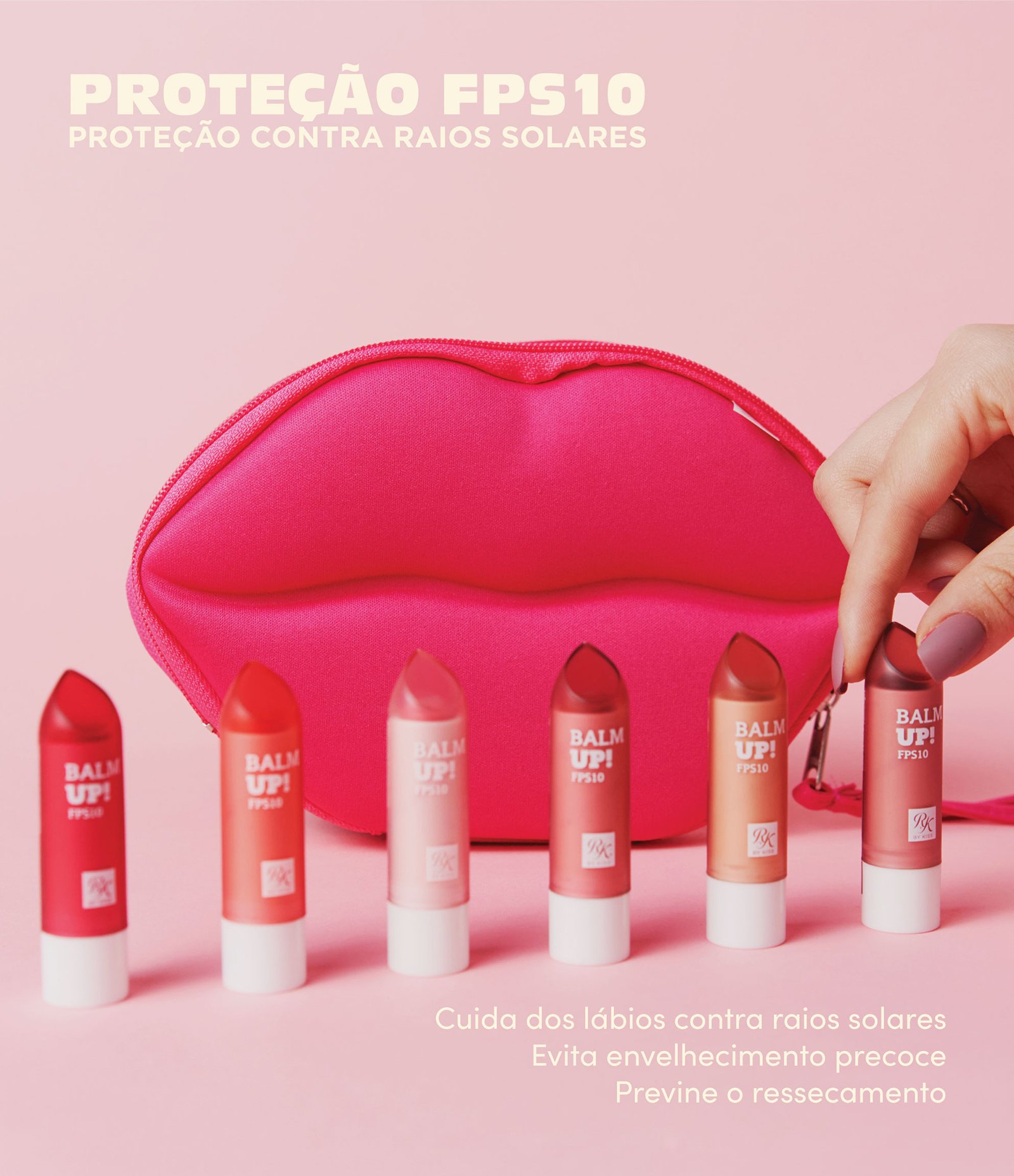 Protetor Labial Hidratante Com Cor FPS10 Balm Up! Stand Up! Ruby Kisses Vermelho 12
