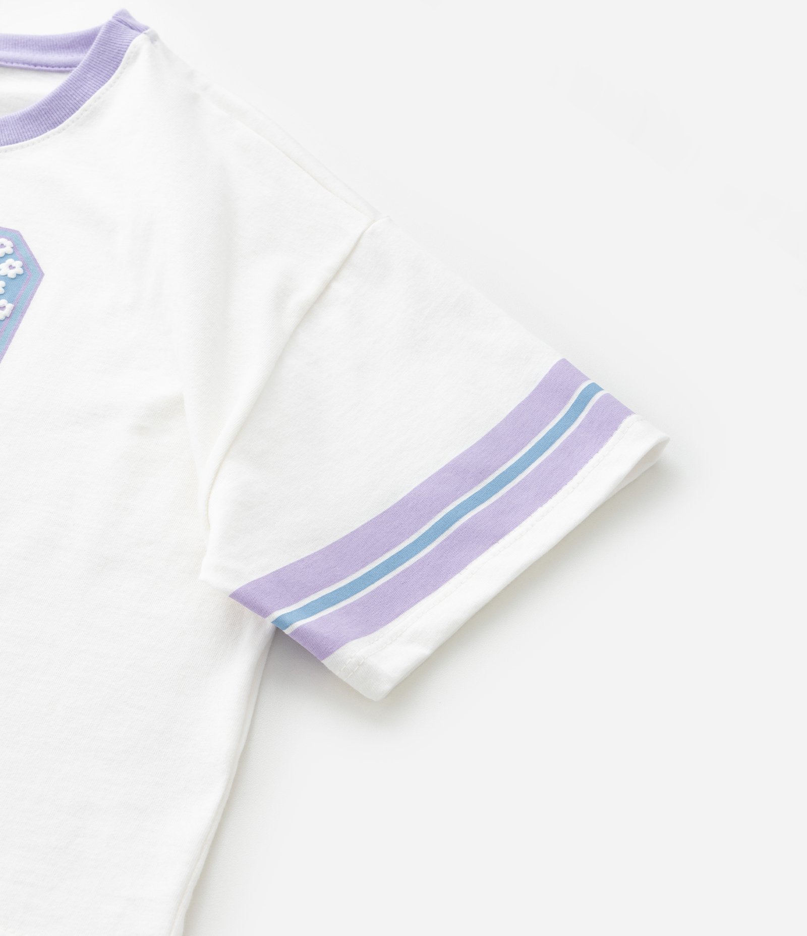 Pijama Athleisure com Listras e Florzinhas - Tam 7 A 16 Anos Branco/Roxo 9