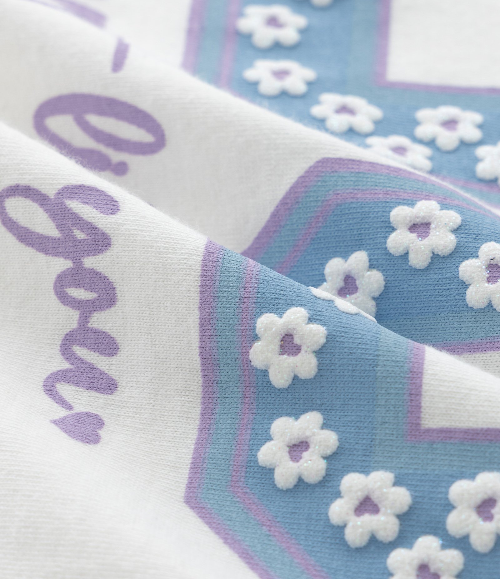 Pijama Athleisure com Listras e Florzinhas - Tam 7 A 16 Anos Branco/Roxo 10